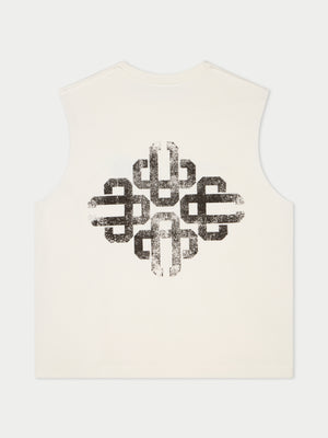 VINTAGE EMBLEM GRAPHIC CUT OFF VEST - OFF WHITE