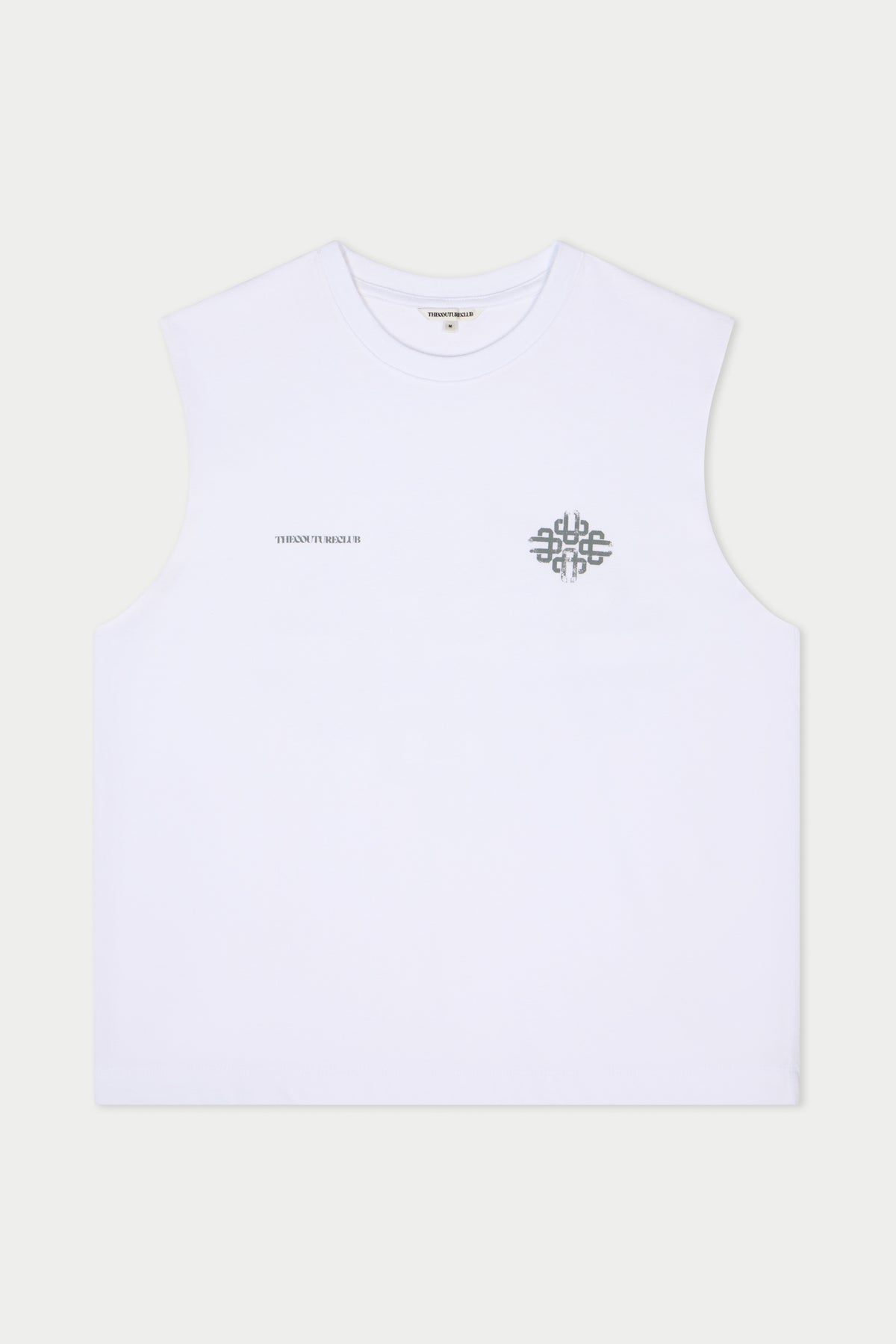 VINTAGE EMBLEM GRAPHIC CUT OFF VEST - WHITE