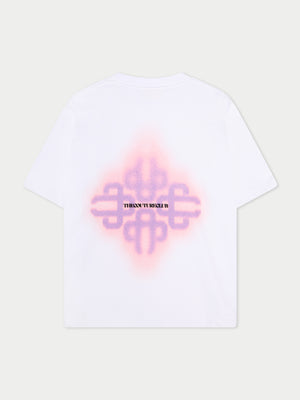SPRAY EMBLEM GRAPHIC T-SHIRT - WHITE PURPLE