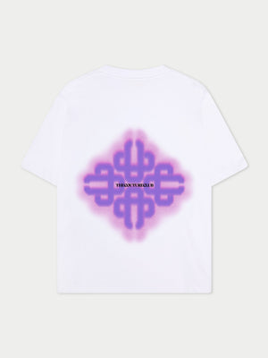 SPRAY EMBLEM GRAPHIC T-SHIRT - WHITE PURPLE