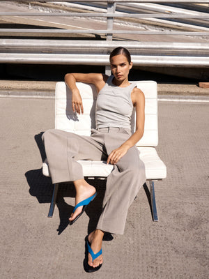 EMBLEM RIB VEST TOP - GREY MARL