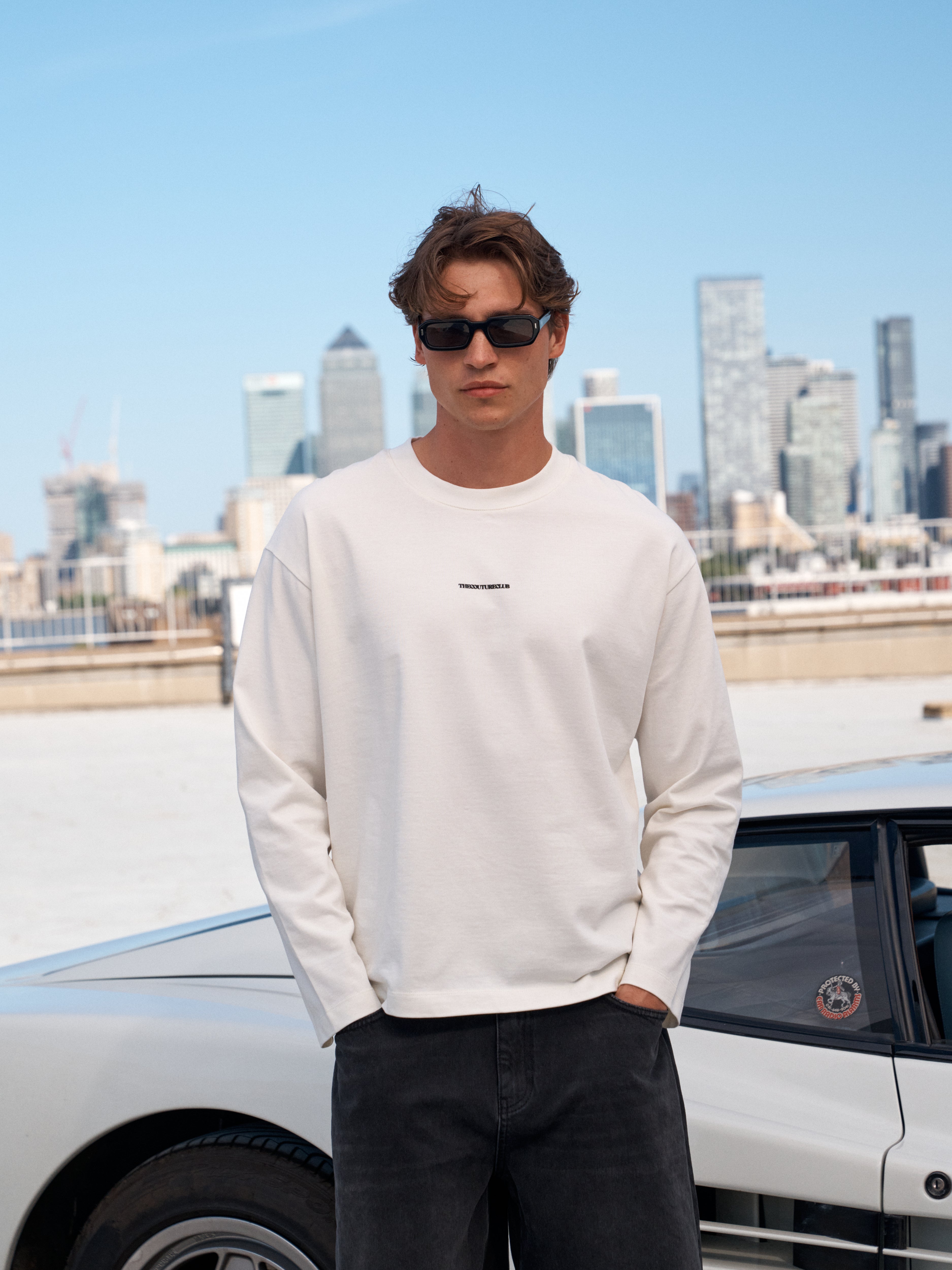 DOUBLE MICRO COPYRIGHT LONG SLEEVE T-SHIRT - OFF WHITE