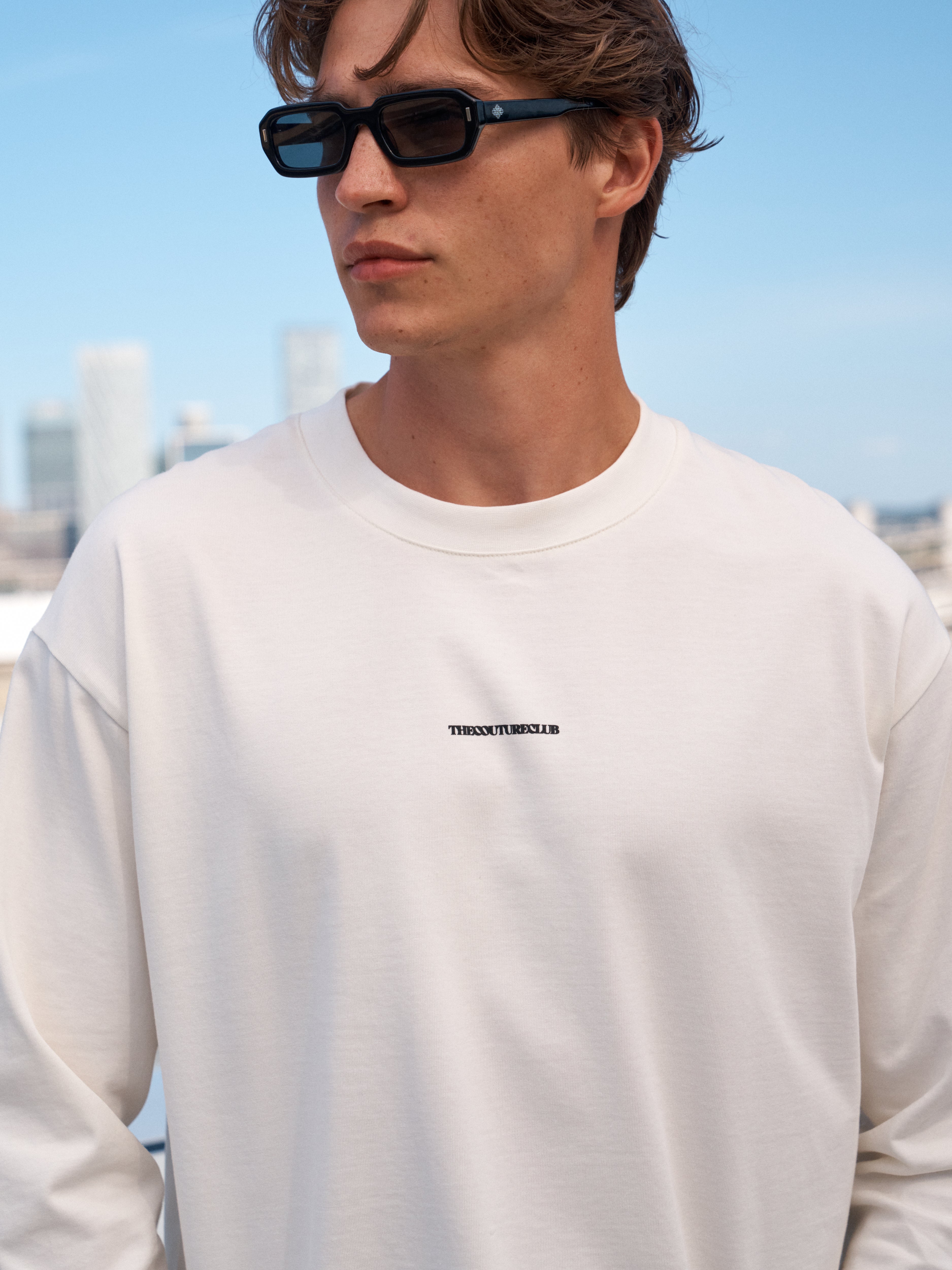 DOUBLE MICRO COPYRIGHT LONG SLEEVE T-SHIRT - OFF WHITE