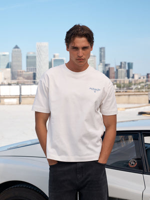 MOTOR REPAIR SHOP GRAPHIC T-SHIRT -  WHITE BLUE