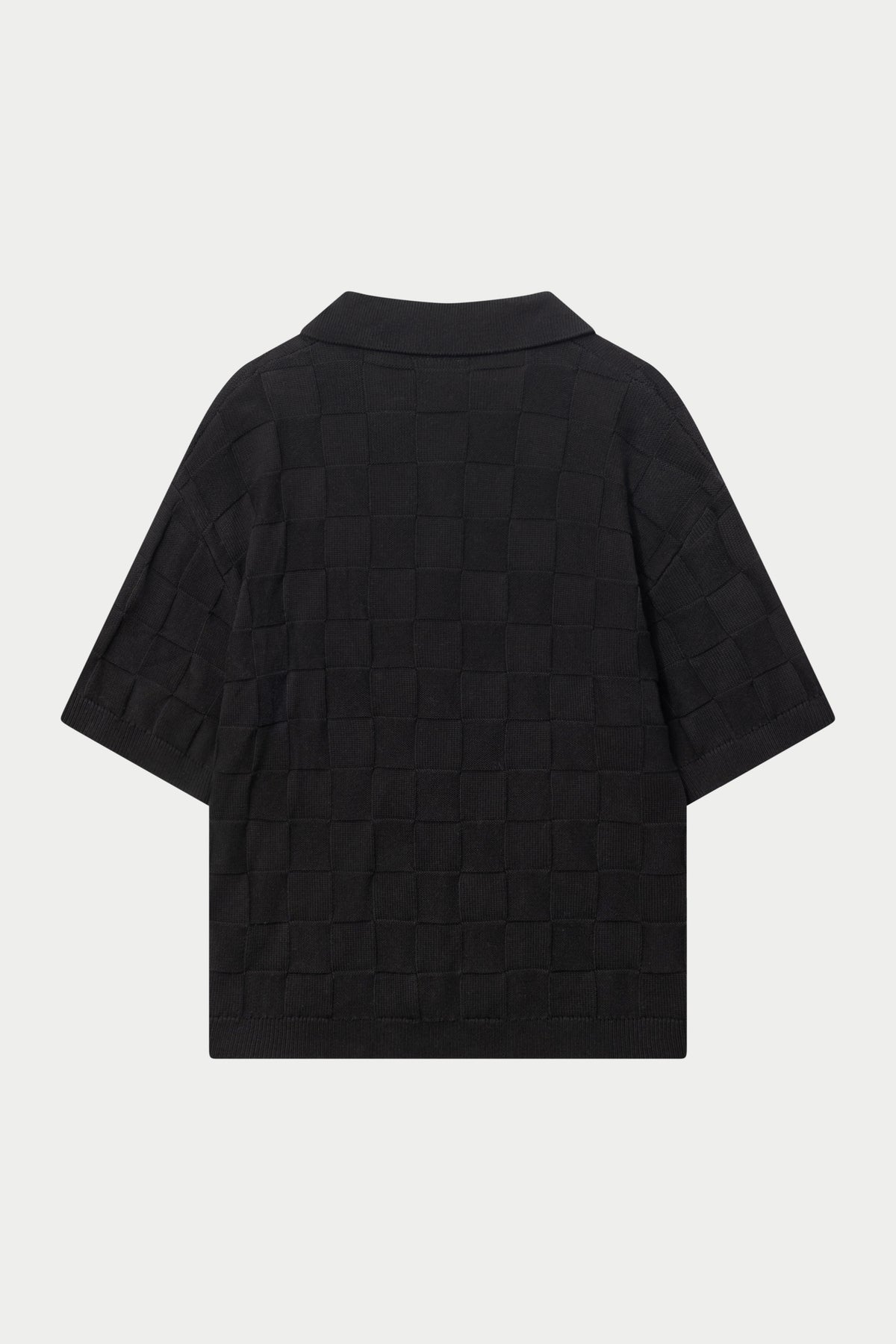 CHECKERBOARD KNITTED SHIRT - BLACK