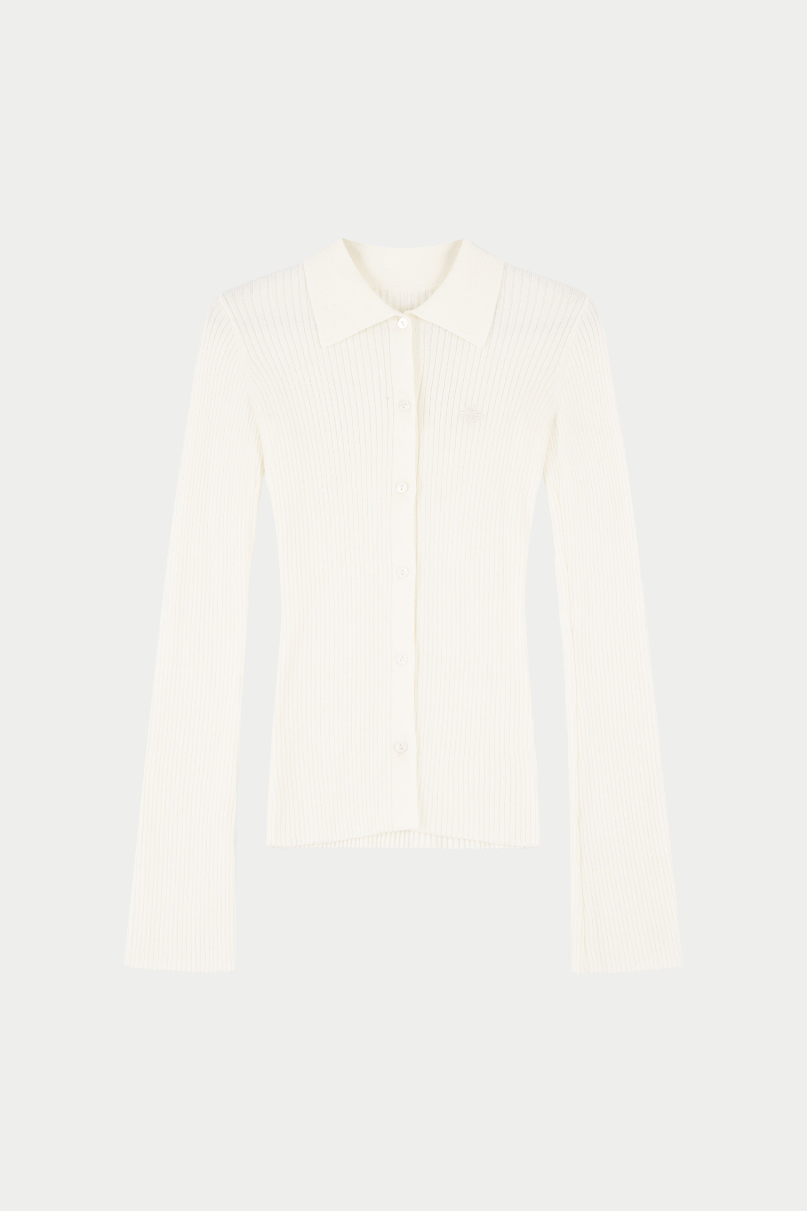 RIBBED KNITTED LONG SLEEVE TOP - CREAM