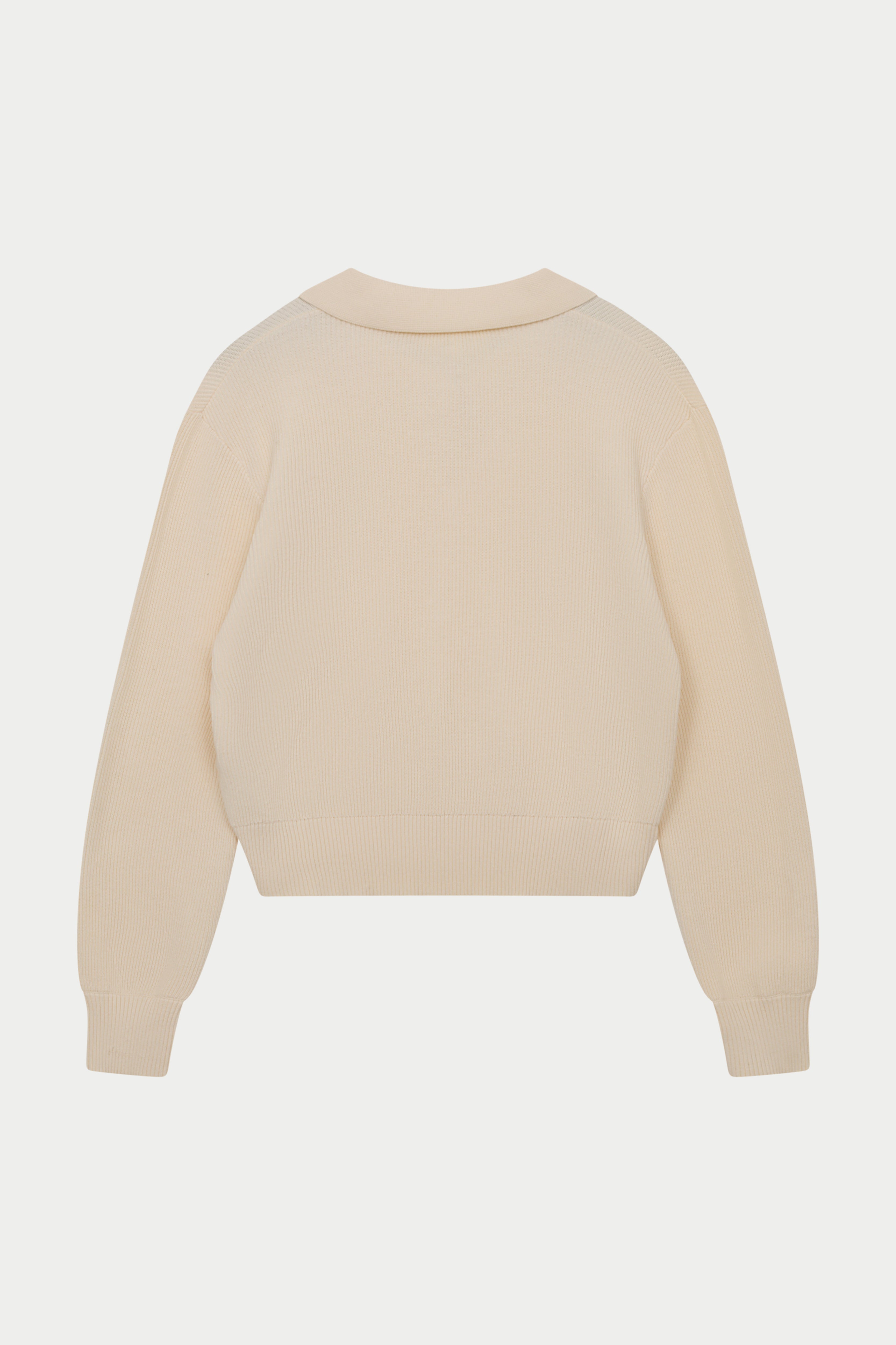 KNITTED BUTTON THROUGH POLO - BUTTERMILK