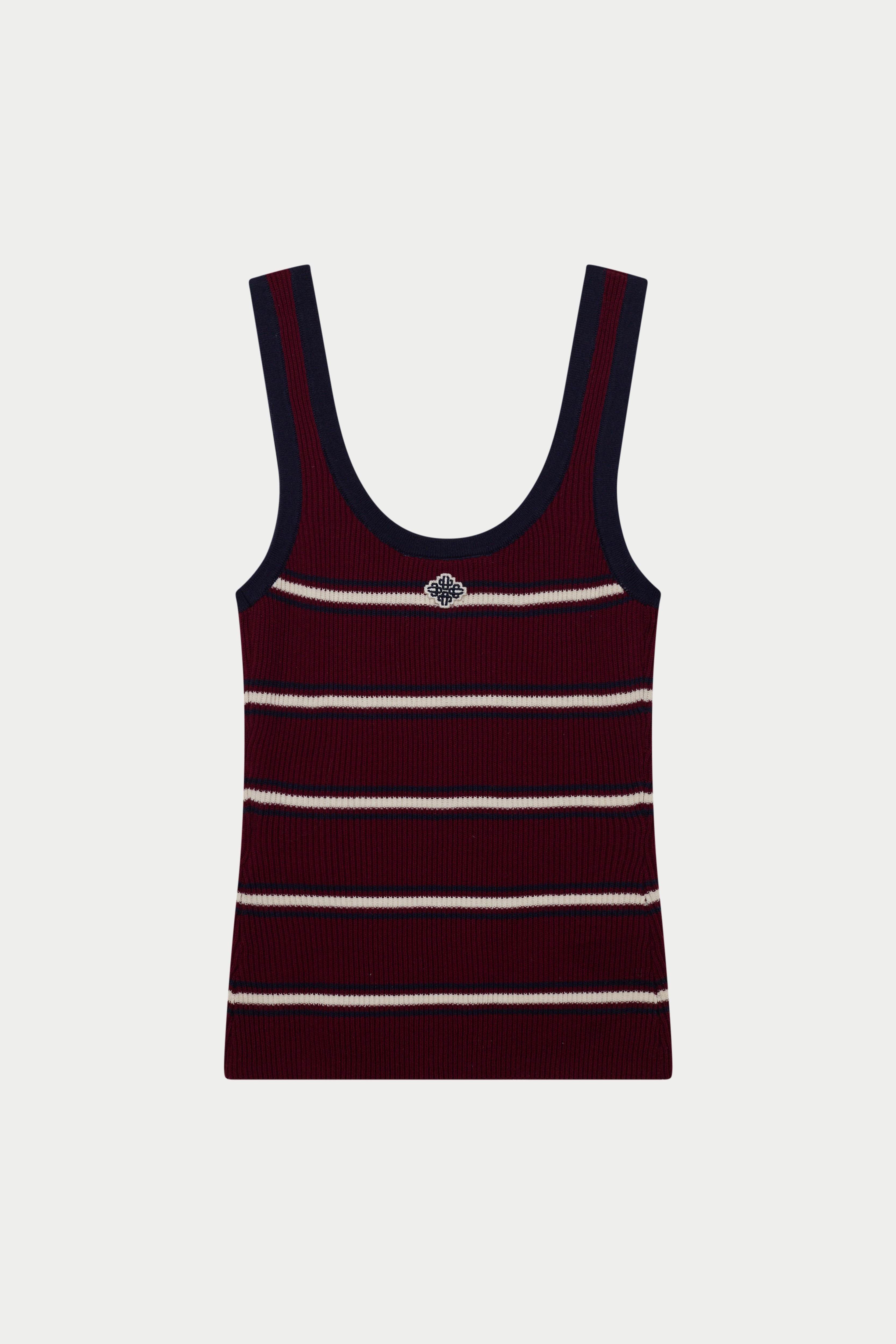 STRIPE RIBBED VEST TOP - BURGUNDY