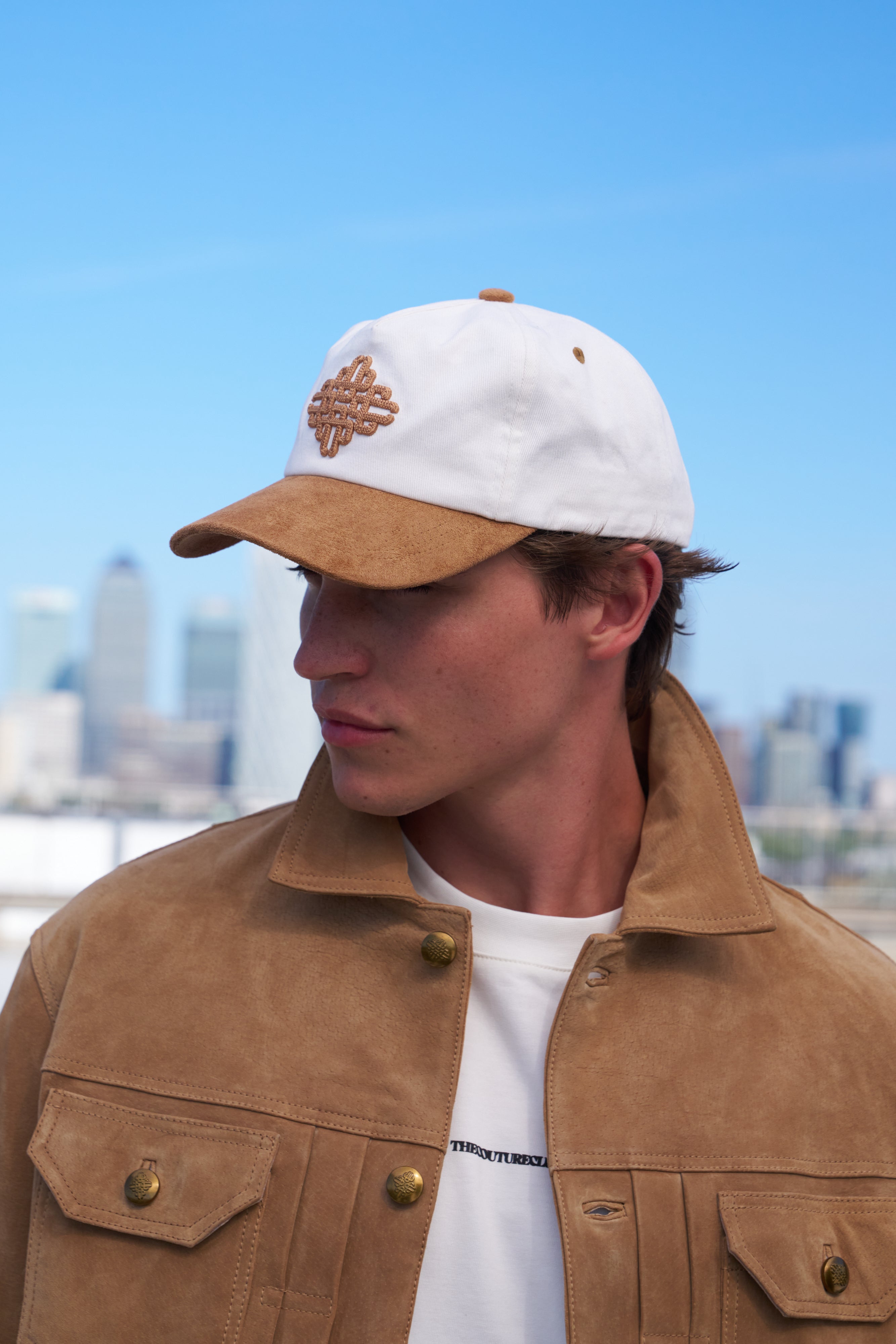 EMBLEM SUEDE PEAK CAP - TAN