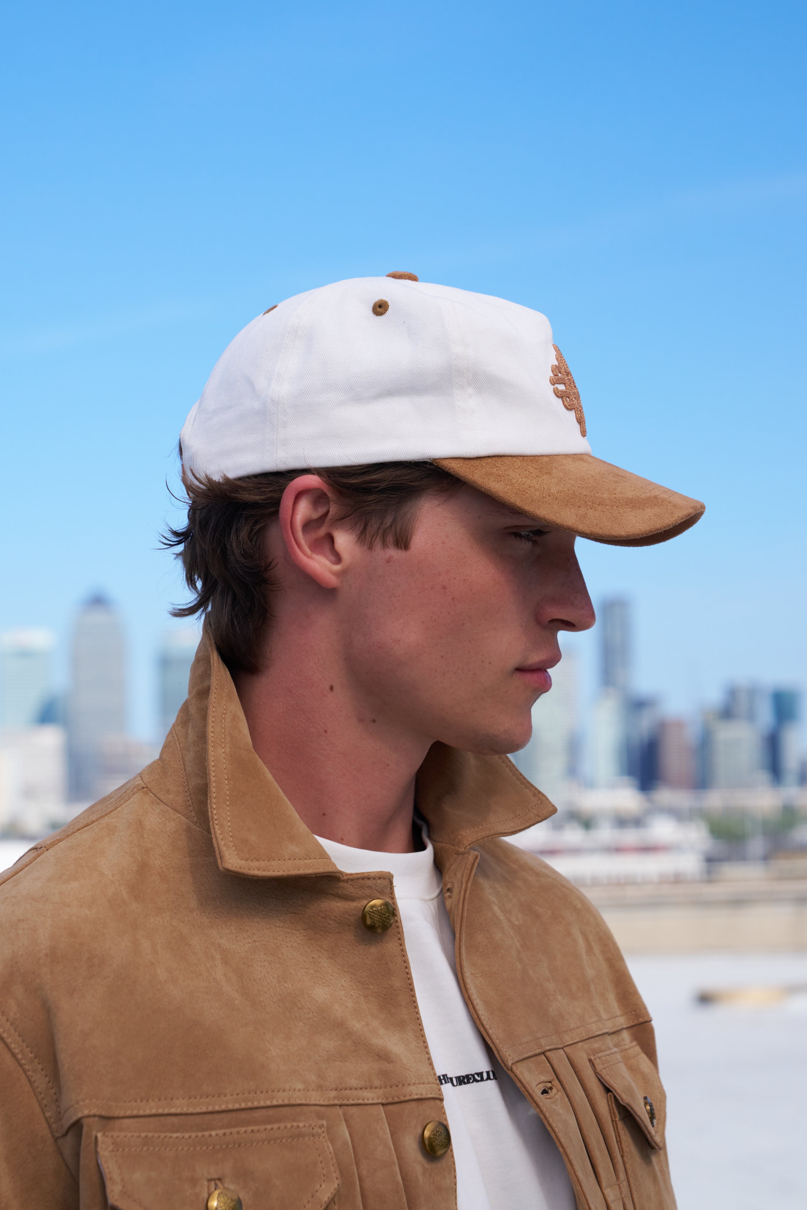 EMBLEM SUEDE PEAK CAP - TAN