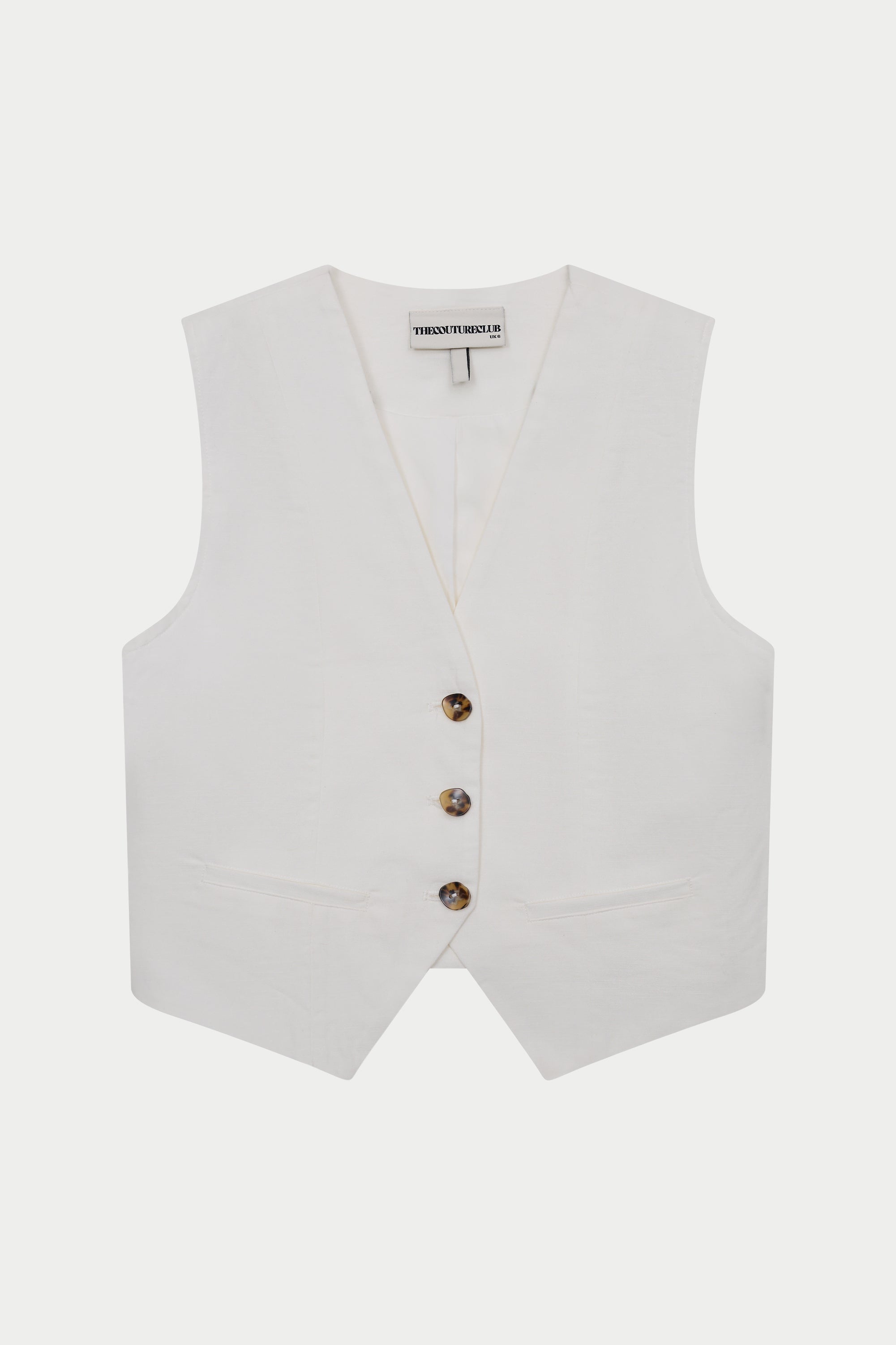 LINEN BLEND WAISTCOAT - WHITE