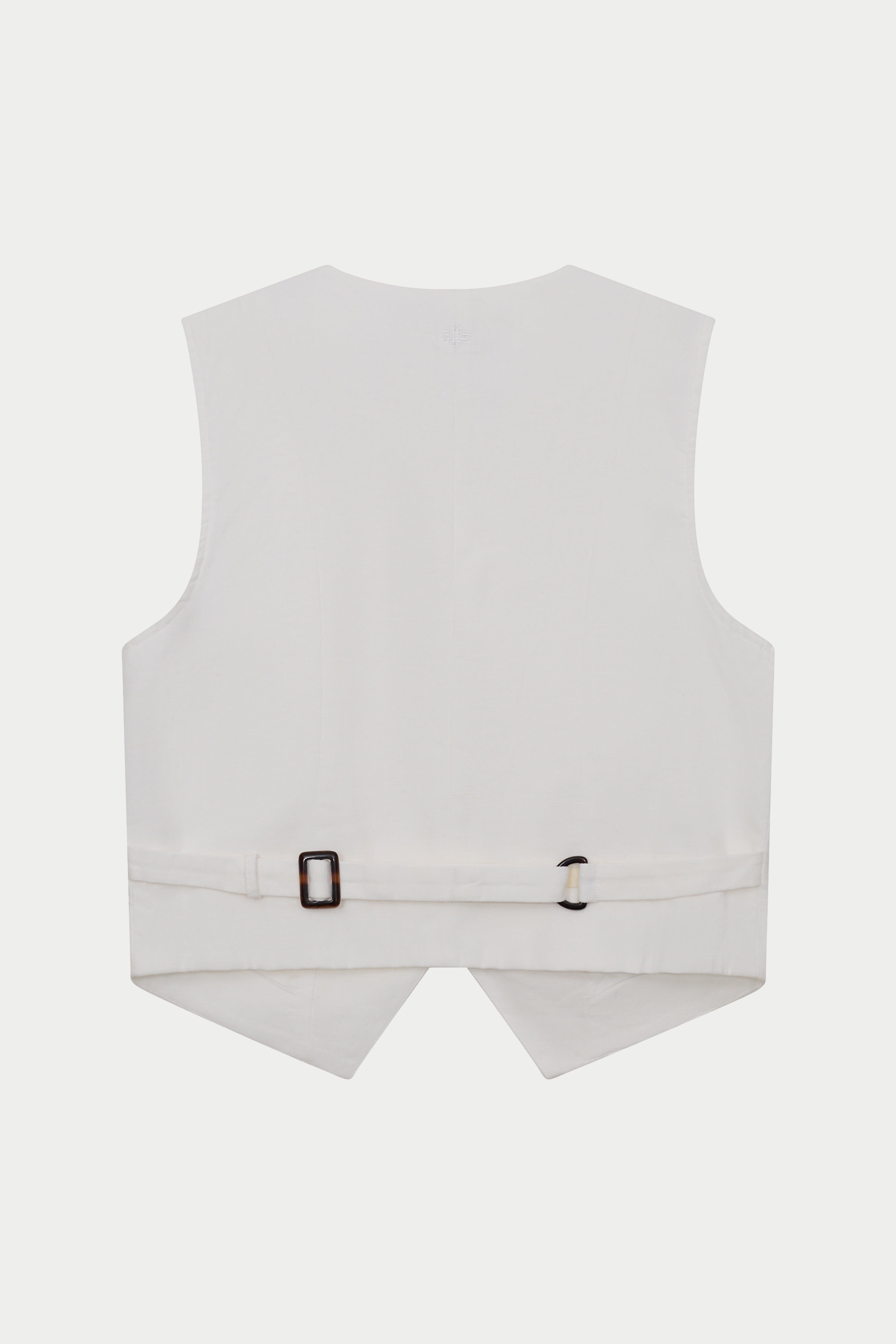 LINEN BLEND WAISTCOAT - WHITE