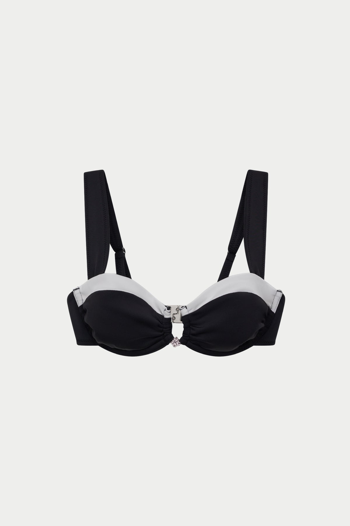 DOUBLE LAYER BALCONETTE BIKINI TOP - BLACK