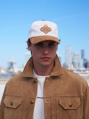 EMBLEM SUEDE PEAK CAP - TAN