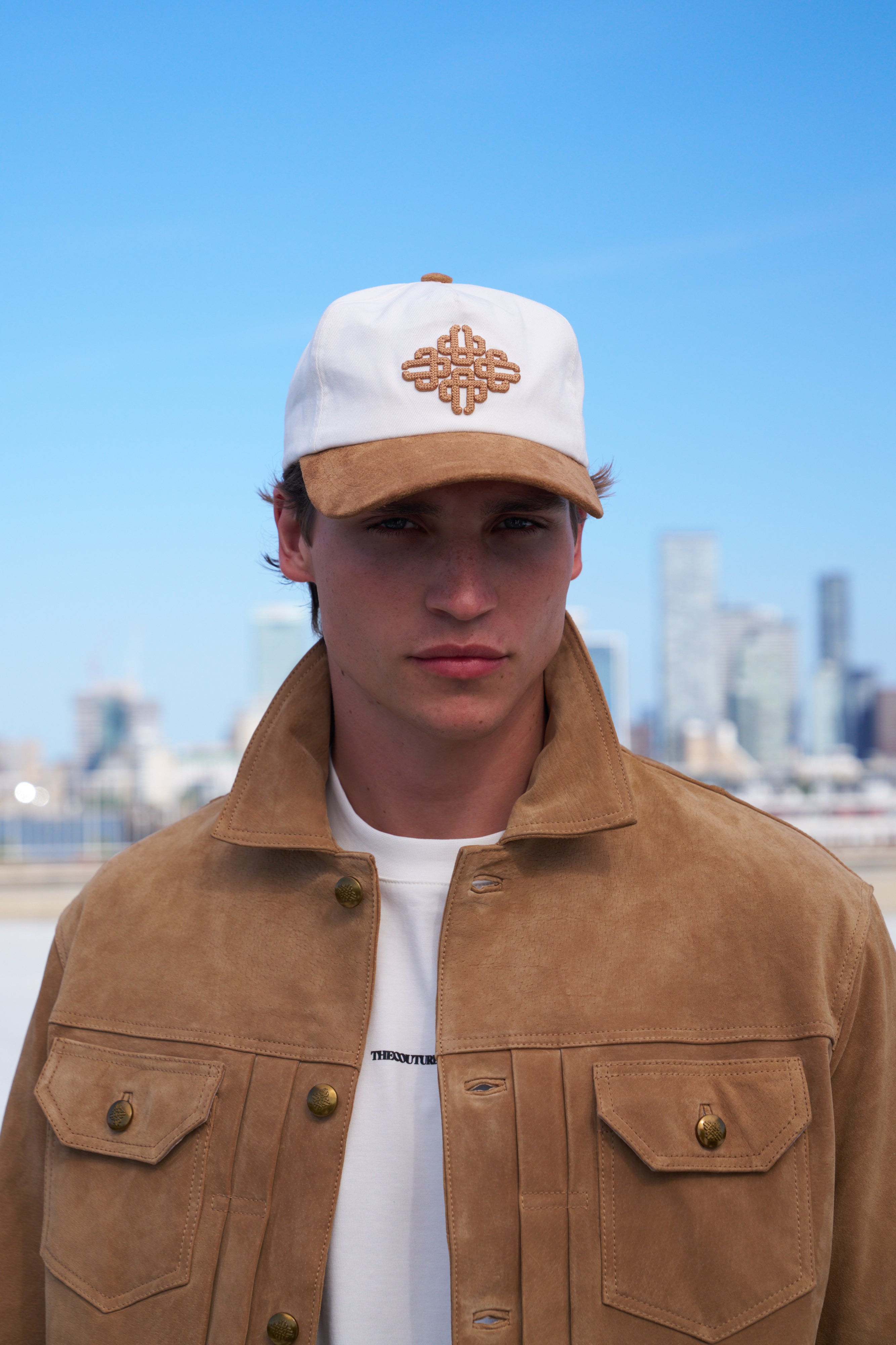 EMBLEM SUEDE PEAK CAP - TAN