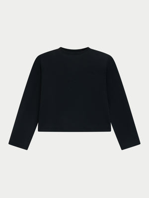 SHOULDER PAD LONG SLEEVE T-SHIRT - BLACK