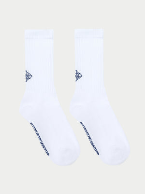 REVERSE EMBLEM COPYRIGHT SOCKS - WHITE NAVY