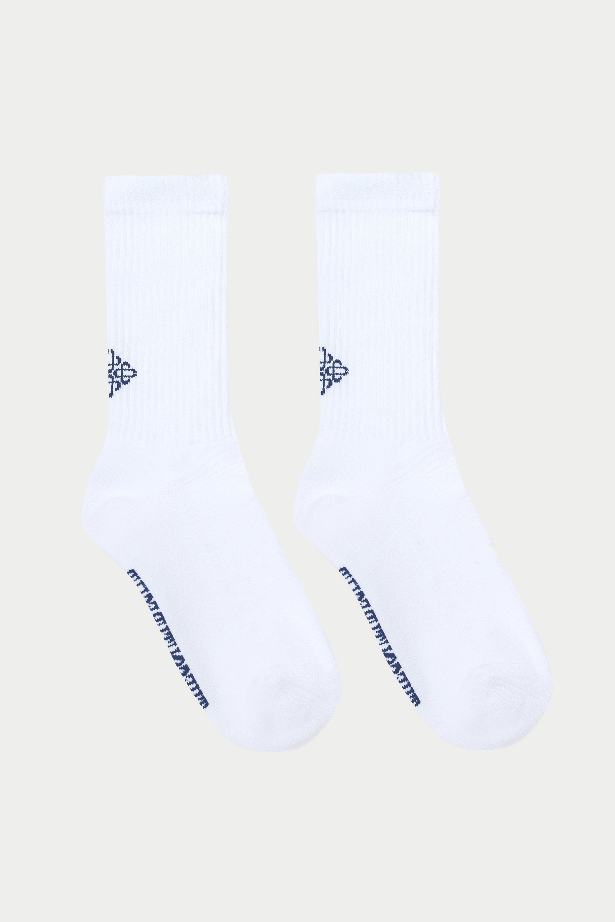 REVERSE EMBLEM COPYRIGHT SOCKS - WHITE NAVY