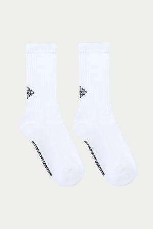 REVERSE EMBLEM COPYRIGHT SOCKS - WHITE