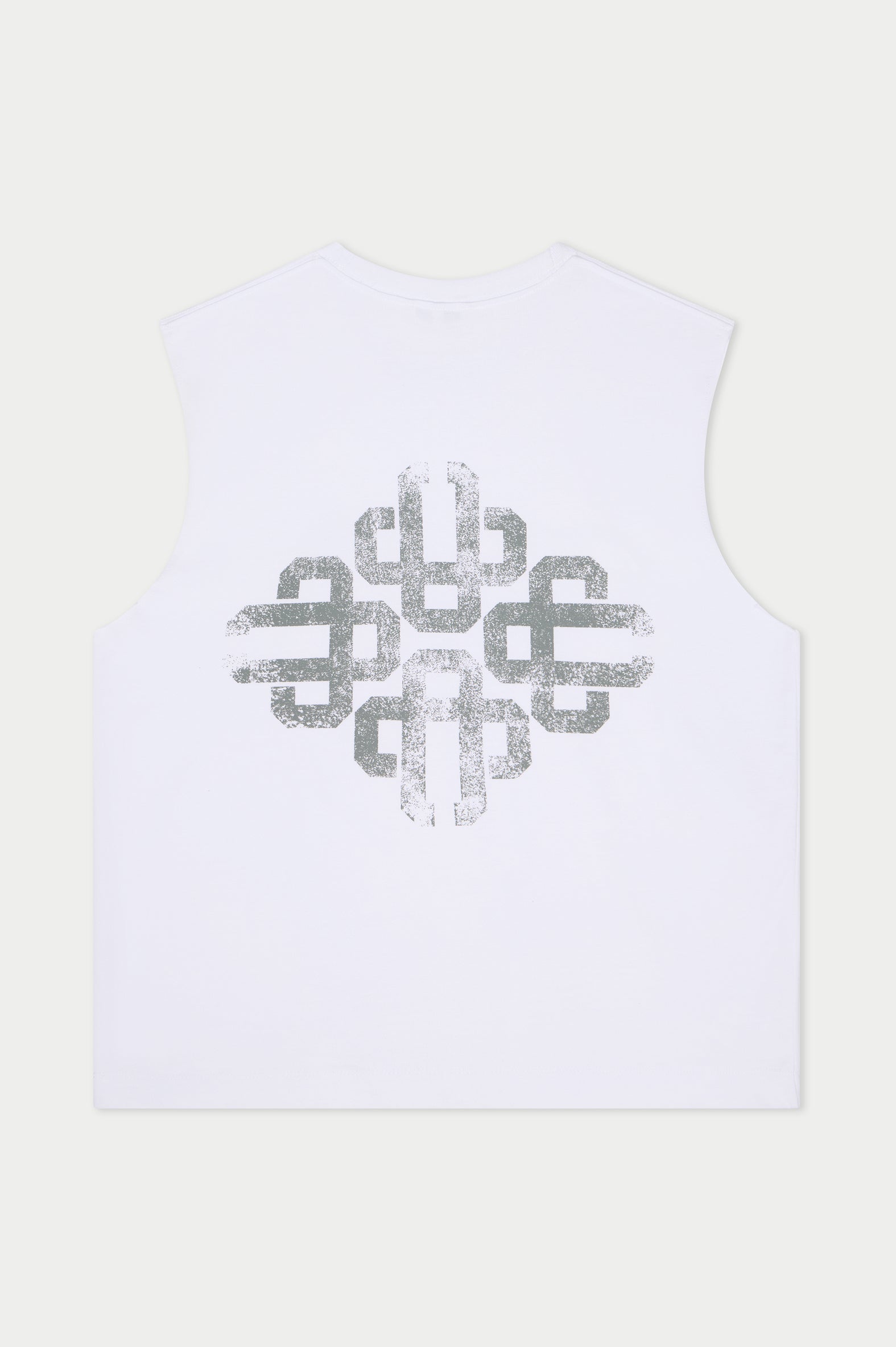 VINTAGE EMBLEM GRAPHIC CUT OFF VEST - WHITE