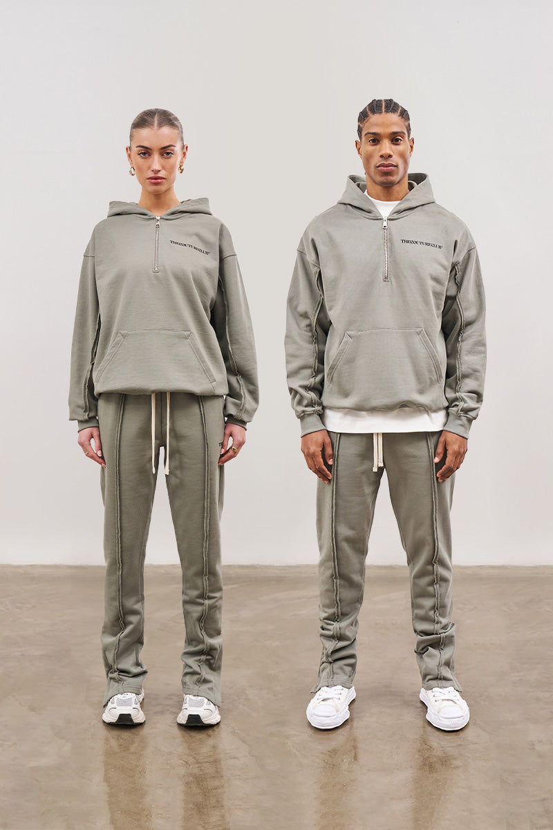 RAW SEAM STRAIGHT LEG JOGGERS - DARK SAGE
