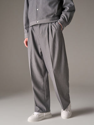 BARREL LEG TAILORED TROUSERS - GREY