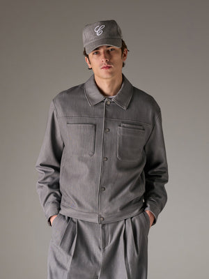PATCH POCKET TAILORED JACKET - GREY