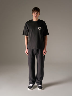 APPLIQUE MONOGRAM EMBLEM T-SHIRT - BLACK