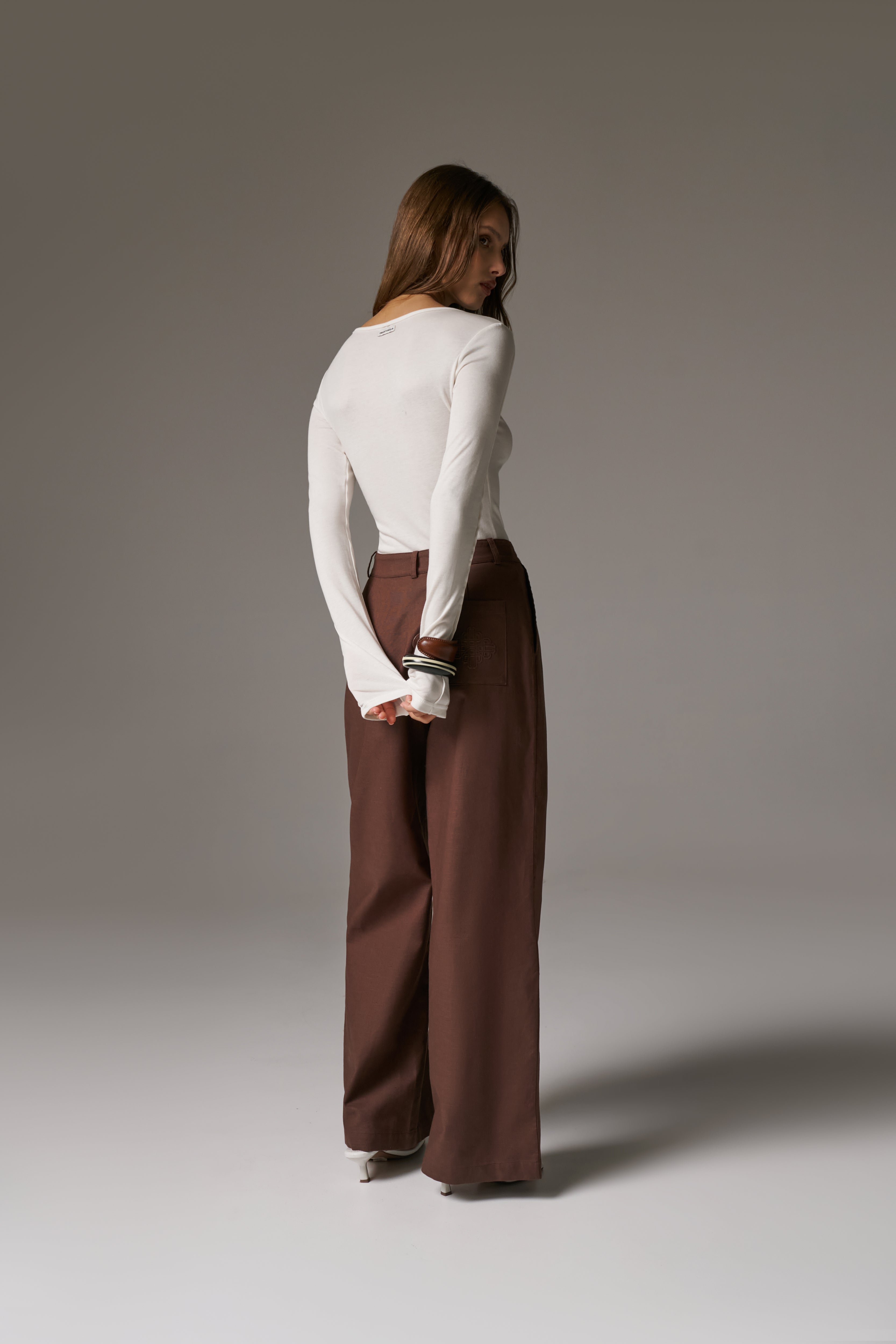 LONG SLEEVE SLUB TOP - WHITE