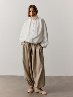 FUNNEL NECK SHELL JACKET - WHITE