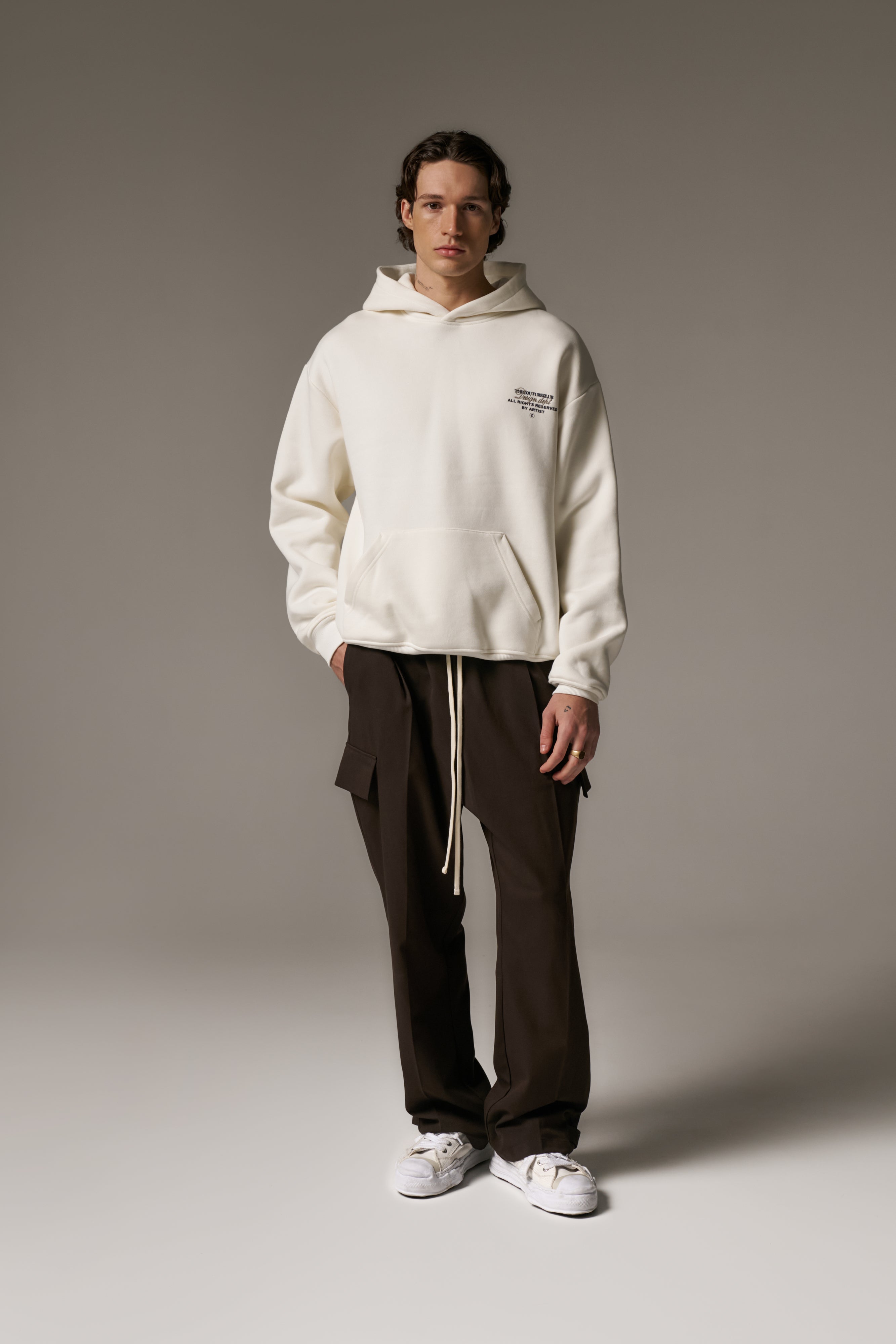 DESIGN DEPARTMENT CHEST PRINT HOODIE - OFF WHITE