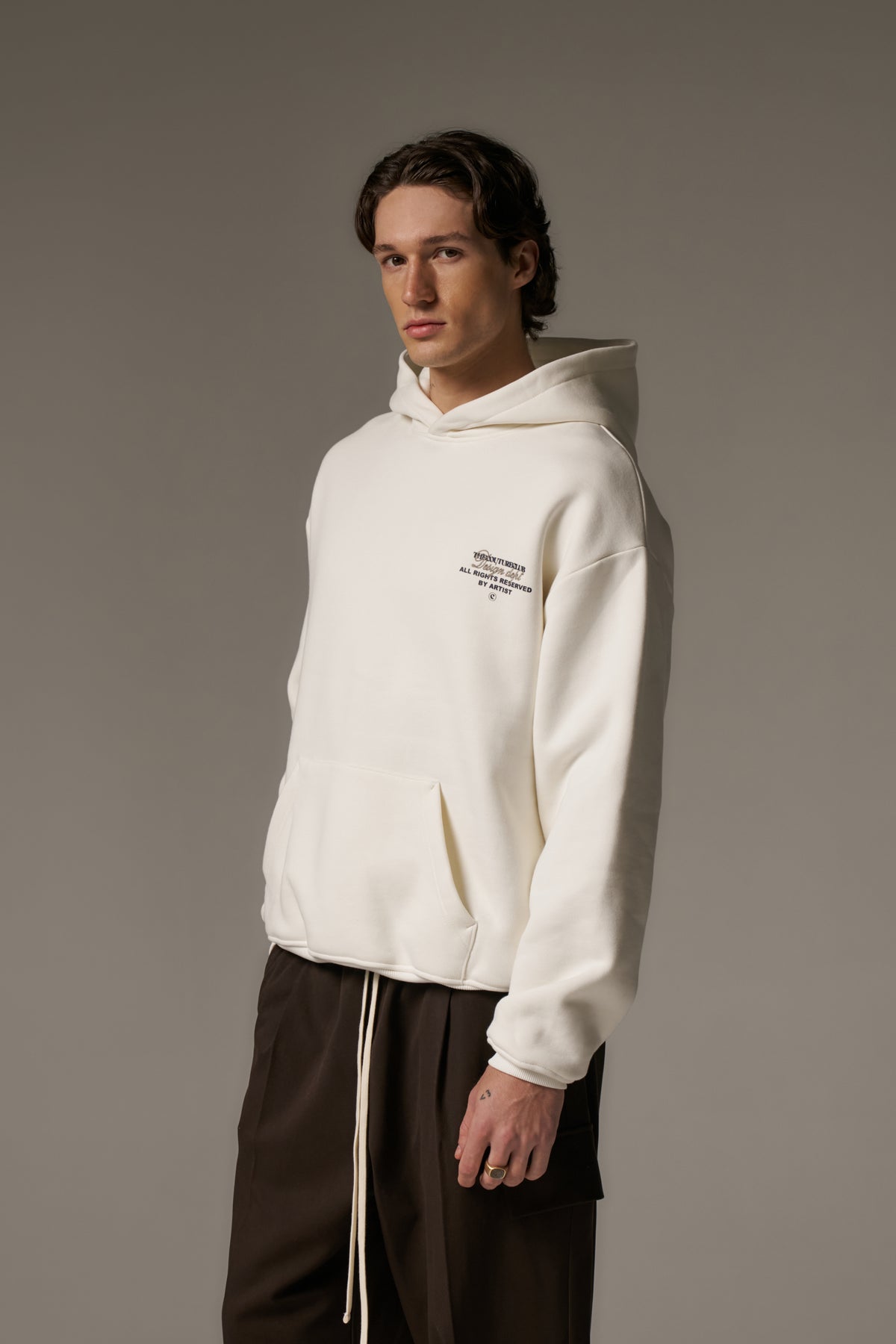 DESIGN DEPARTMENT CHEST PRINT HOODIE - OFF WHITE