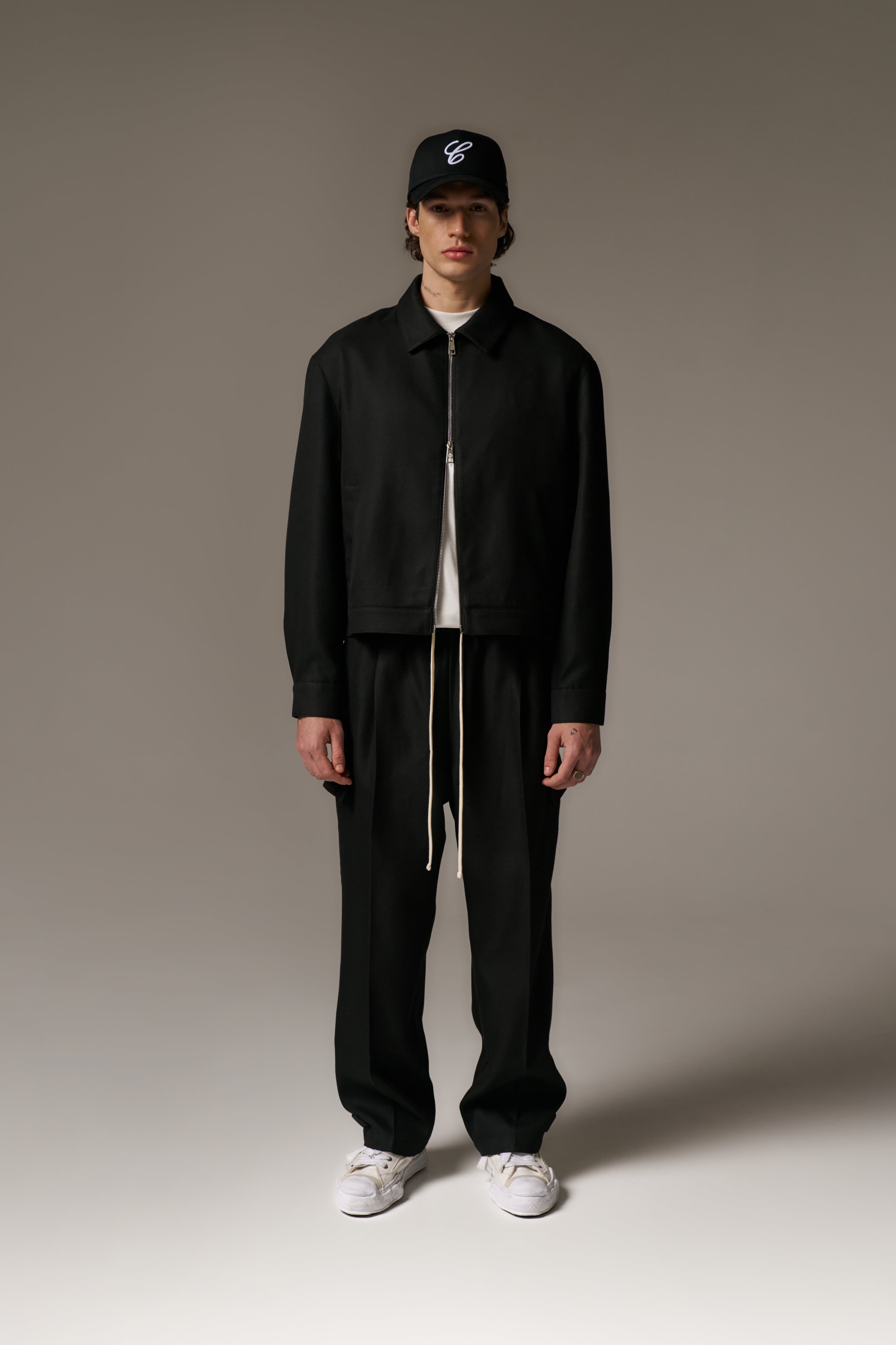TAILORED WOOL BLEND JACKET - BLACK