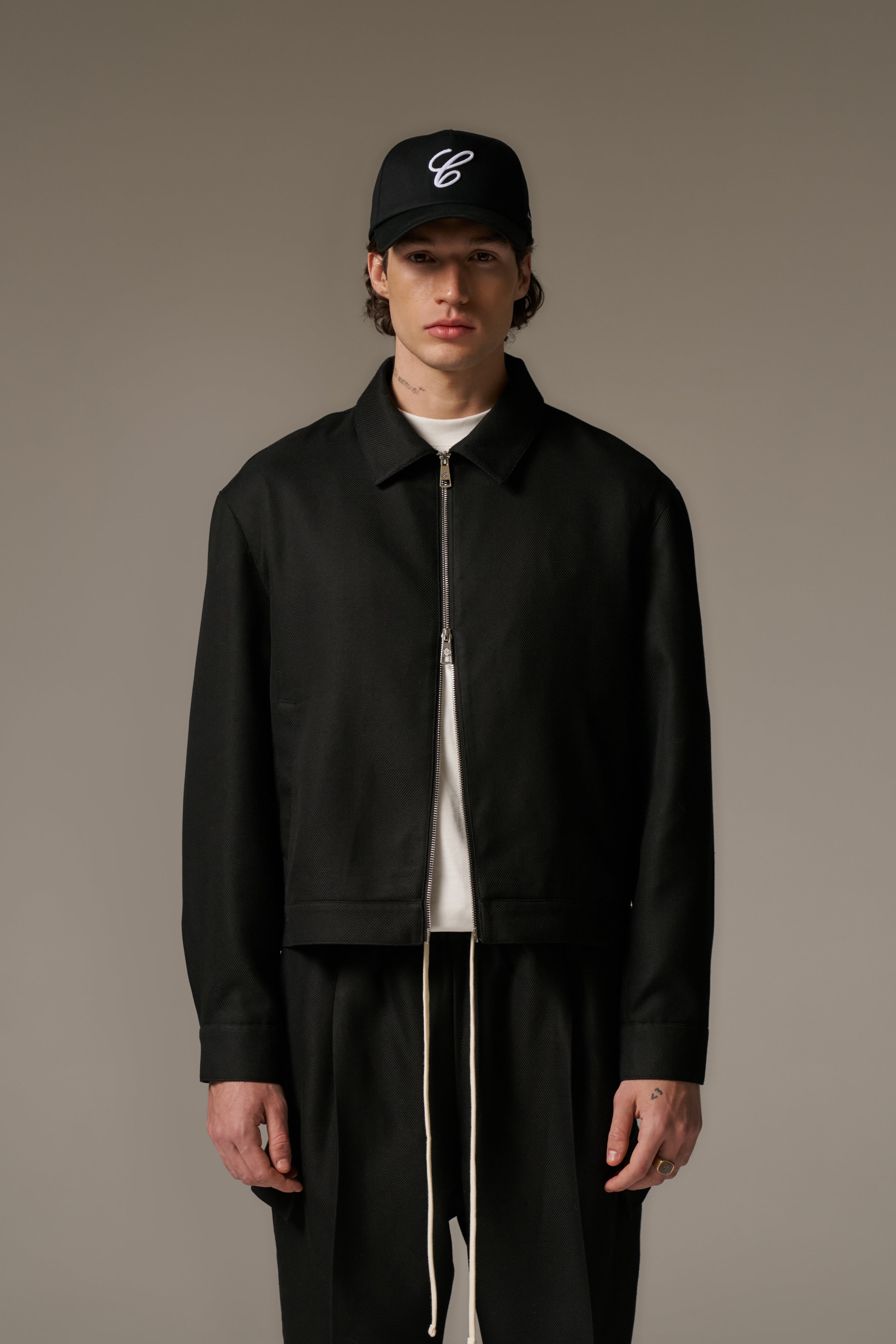 TAILORED WOOL BLEND JACKET - BLACK