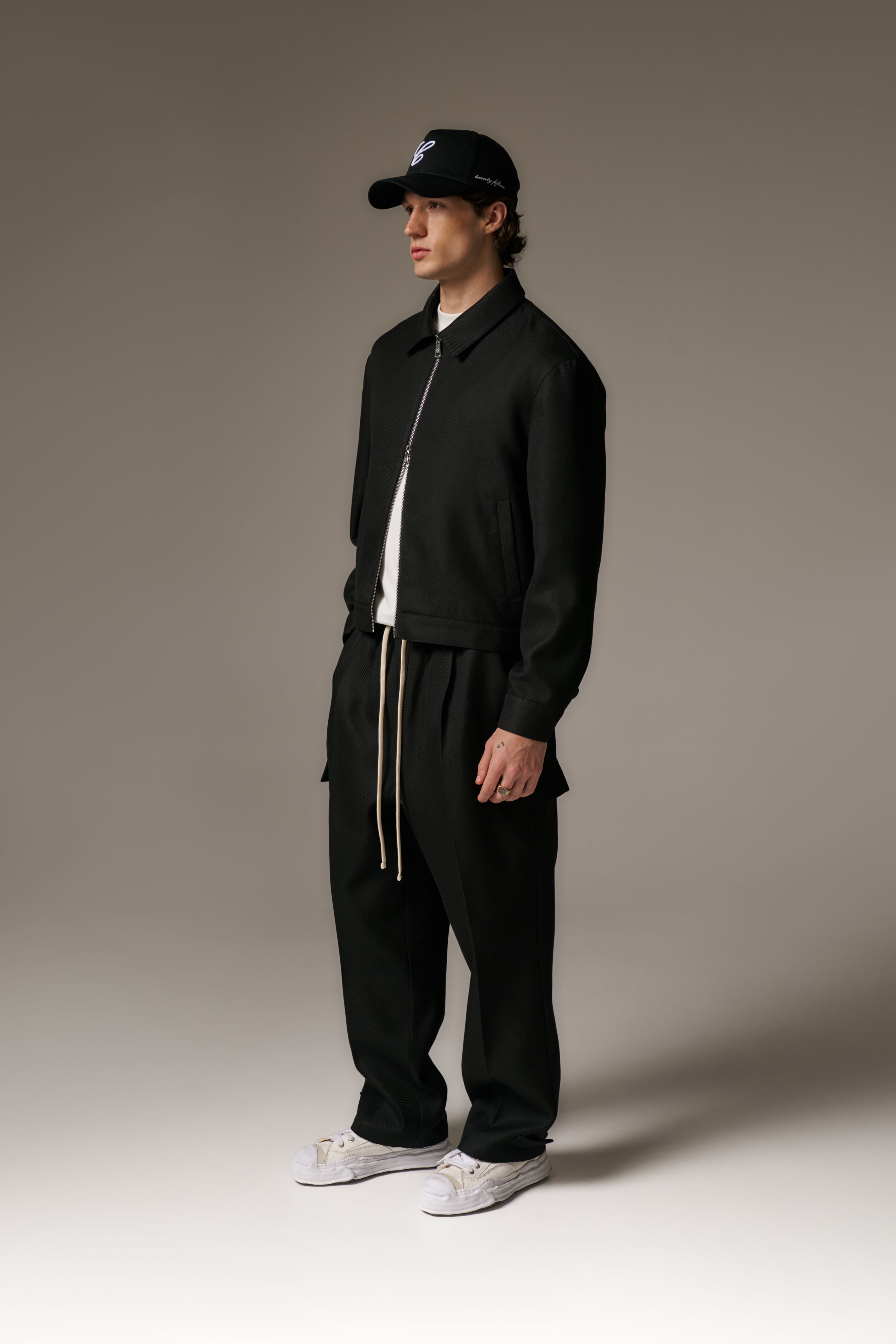 TAILORED WOOL BLEND JACKET - BLACK