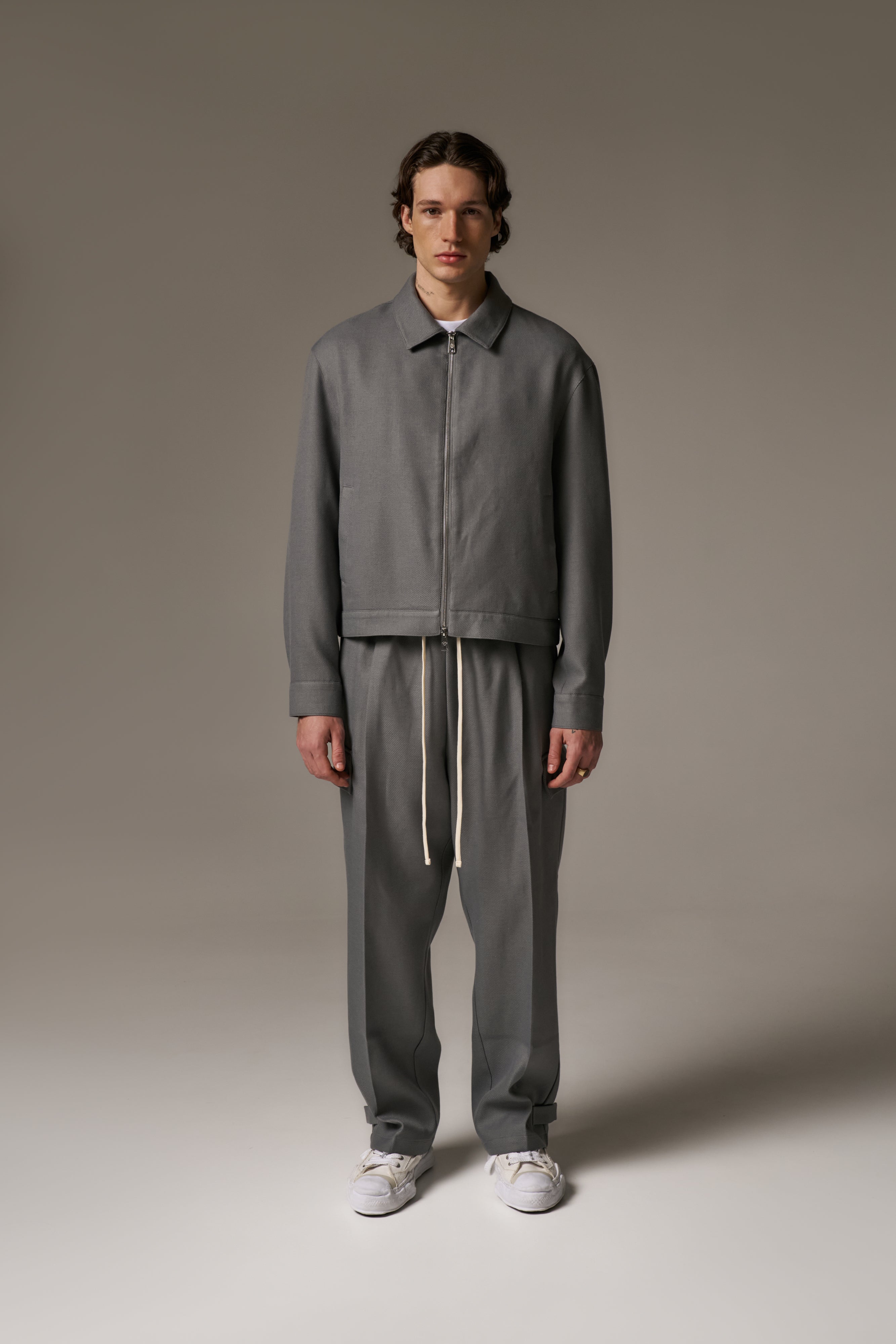 TAILORED WOOL BLEND JACKET - GREY MARL