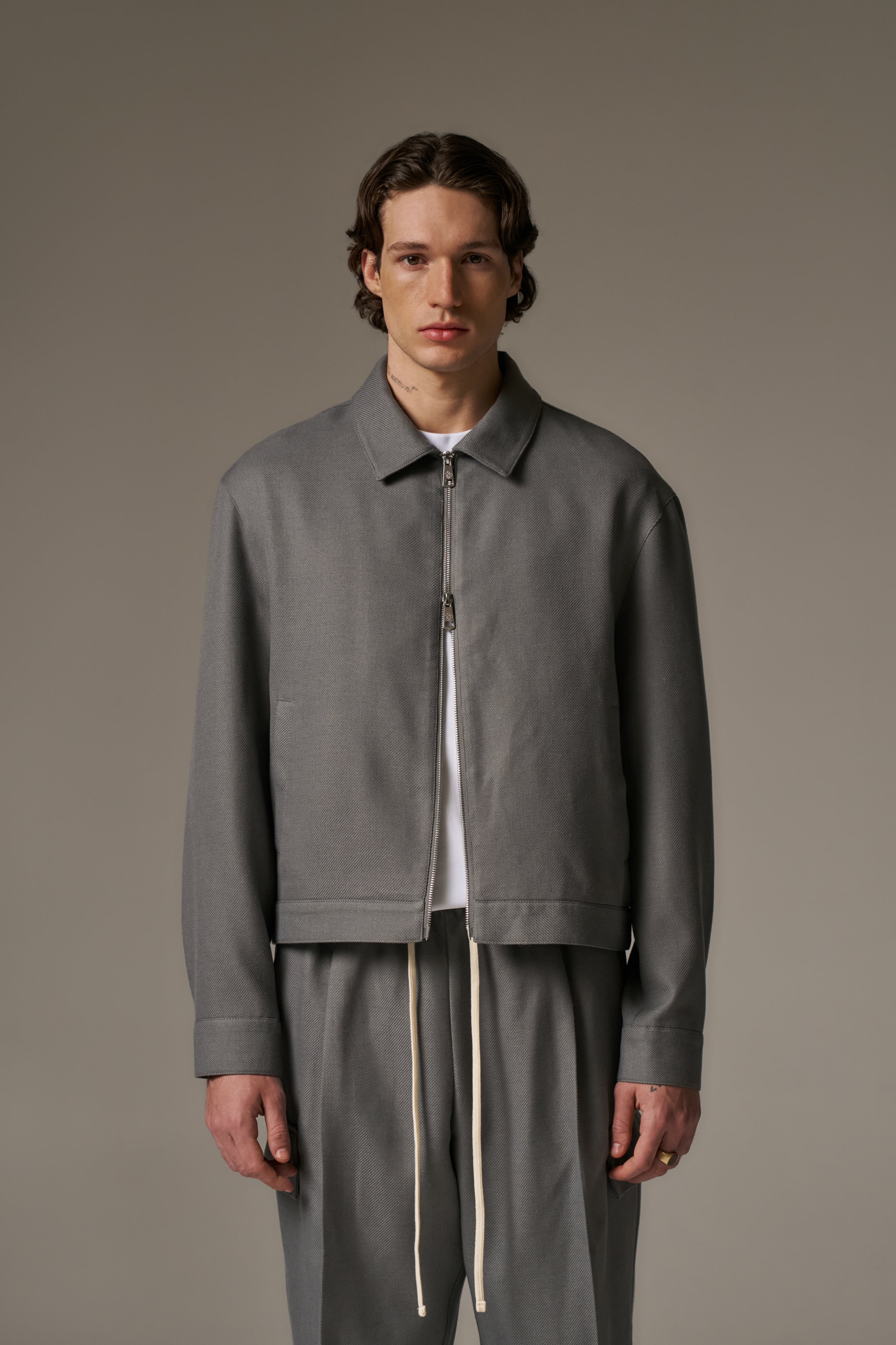 TAILORED WOOL BLEND JACKET - GREY MARL