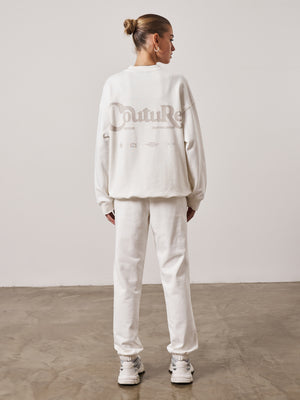 MIXED FONT COUTURE LOGO JOGGERS - OFF WHITE