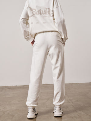 MIXED FONT COUTURE LOGO JOGGERS - OFF WHITE