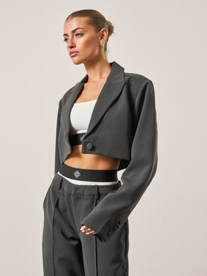 CROPPED TAILORED BLAZER - CHARCOAL