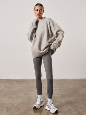 COUTURE SCRIPT KNITTED CREW - GREY