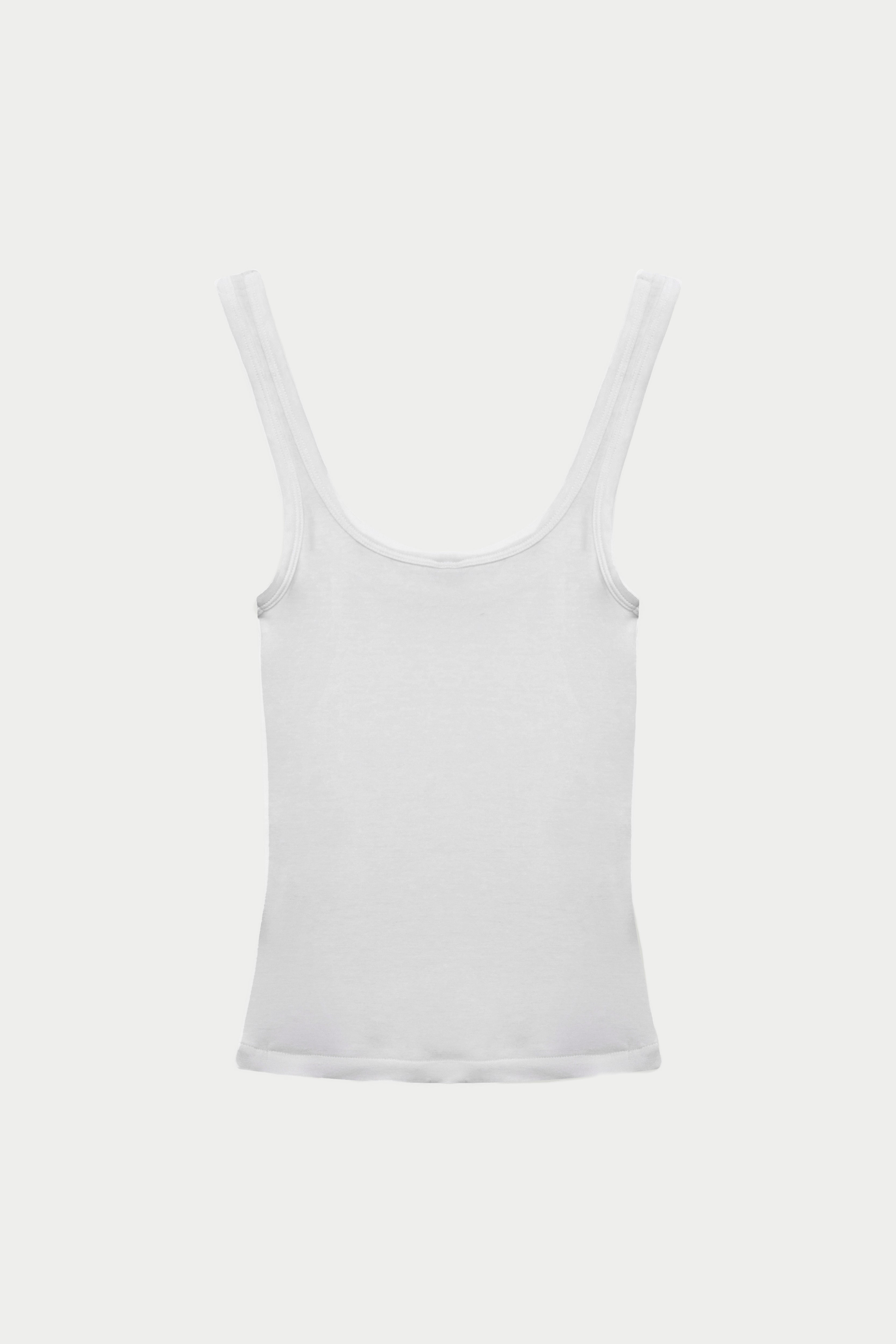 SLUB EMBLEM LABEL VEST TOP - WHITE
