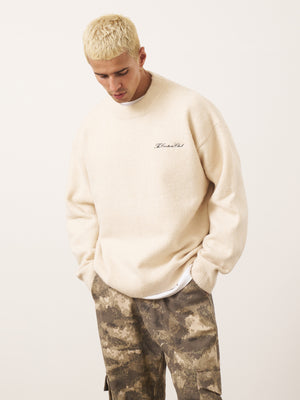 COUTURE SCRIPT KNITTED CREW - OFF WHITE
