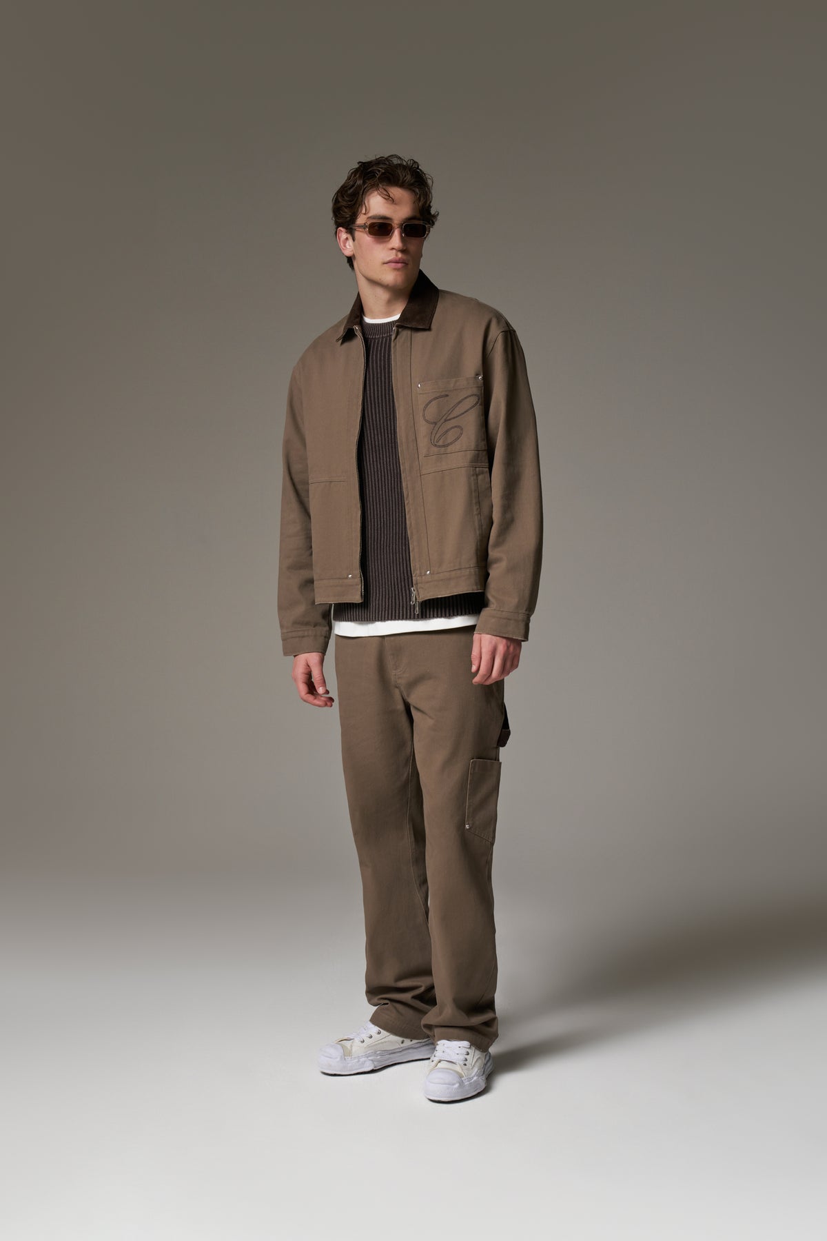 TWILL DOUBLE PATCH TROUSER - WASHED BROWN
