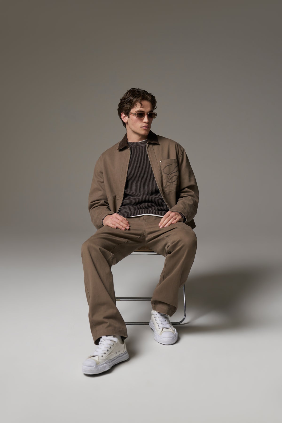 TWILL DOUBLE PATCH TROUSER - WASHED BROWN