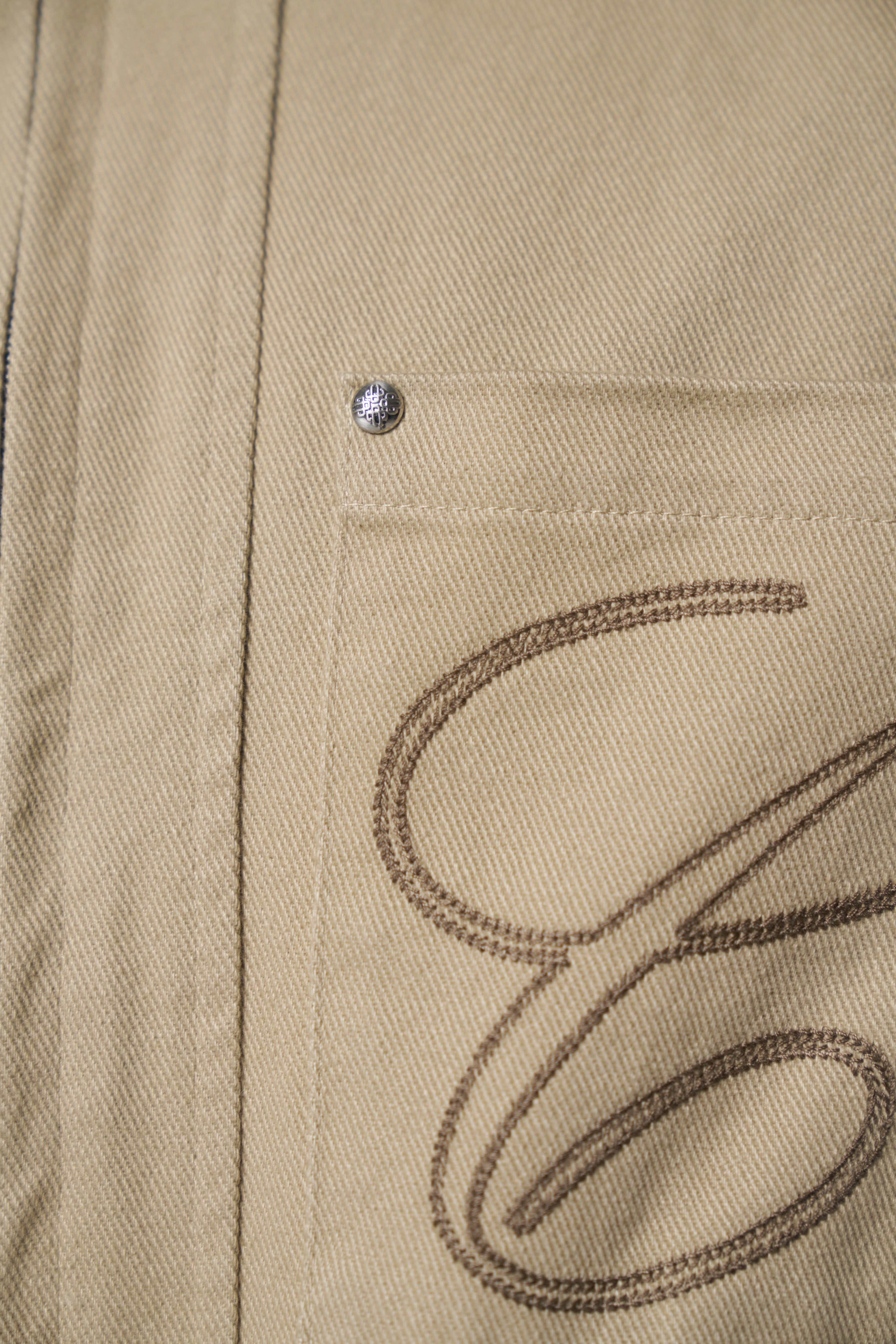 TWILL CONTRAST COLLAR JACKET - BEIGE