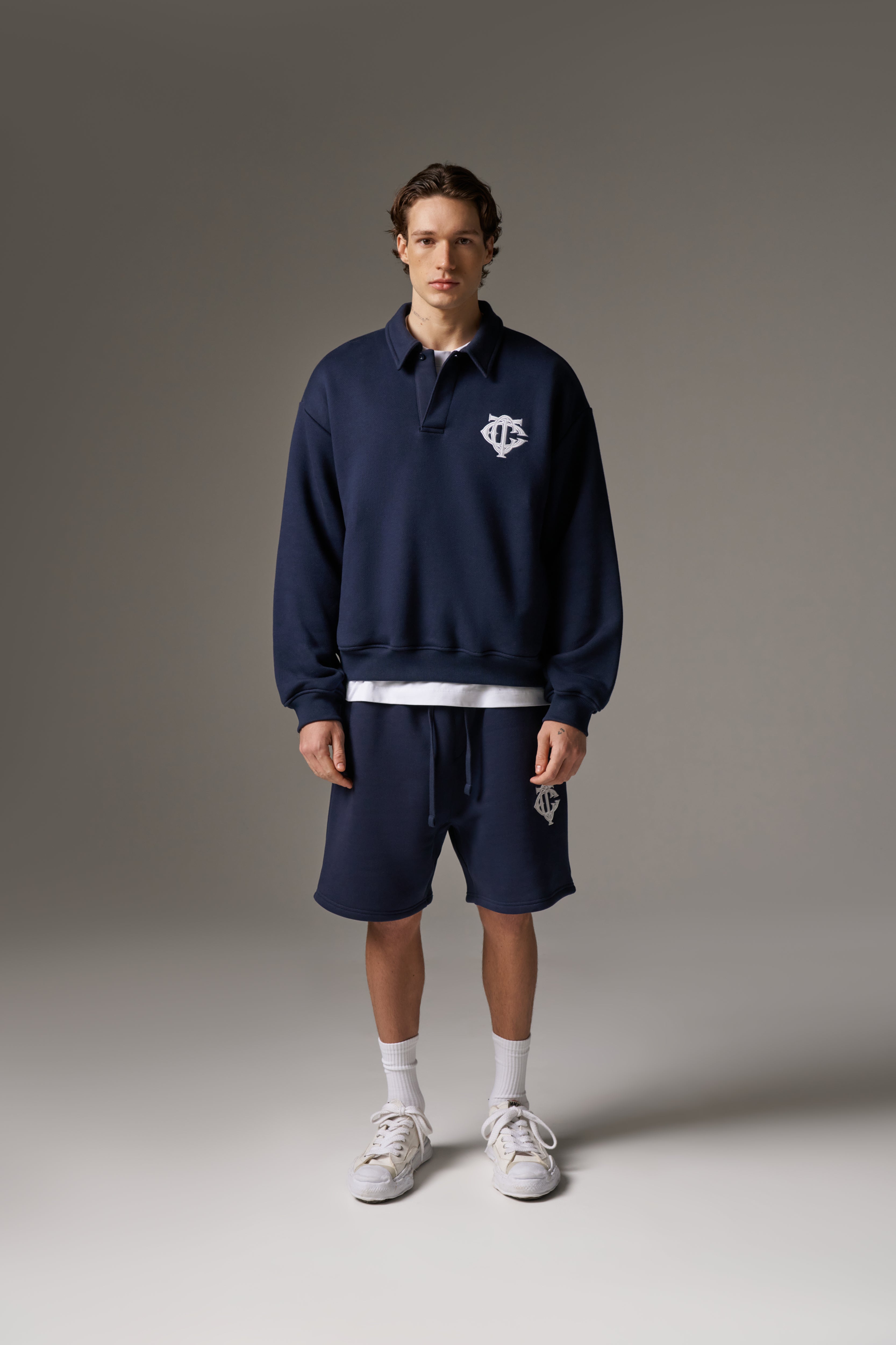 HEAVYWEIGHT MONOGRAM POLO - NAVY