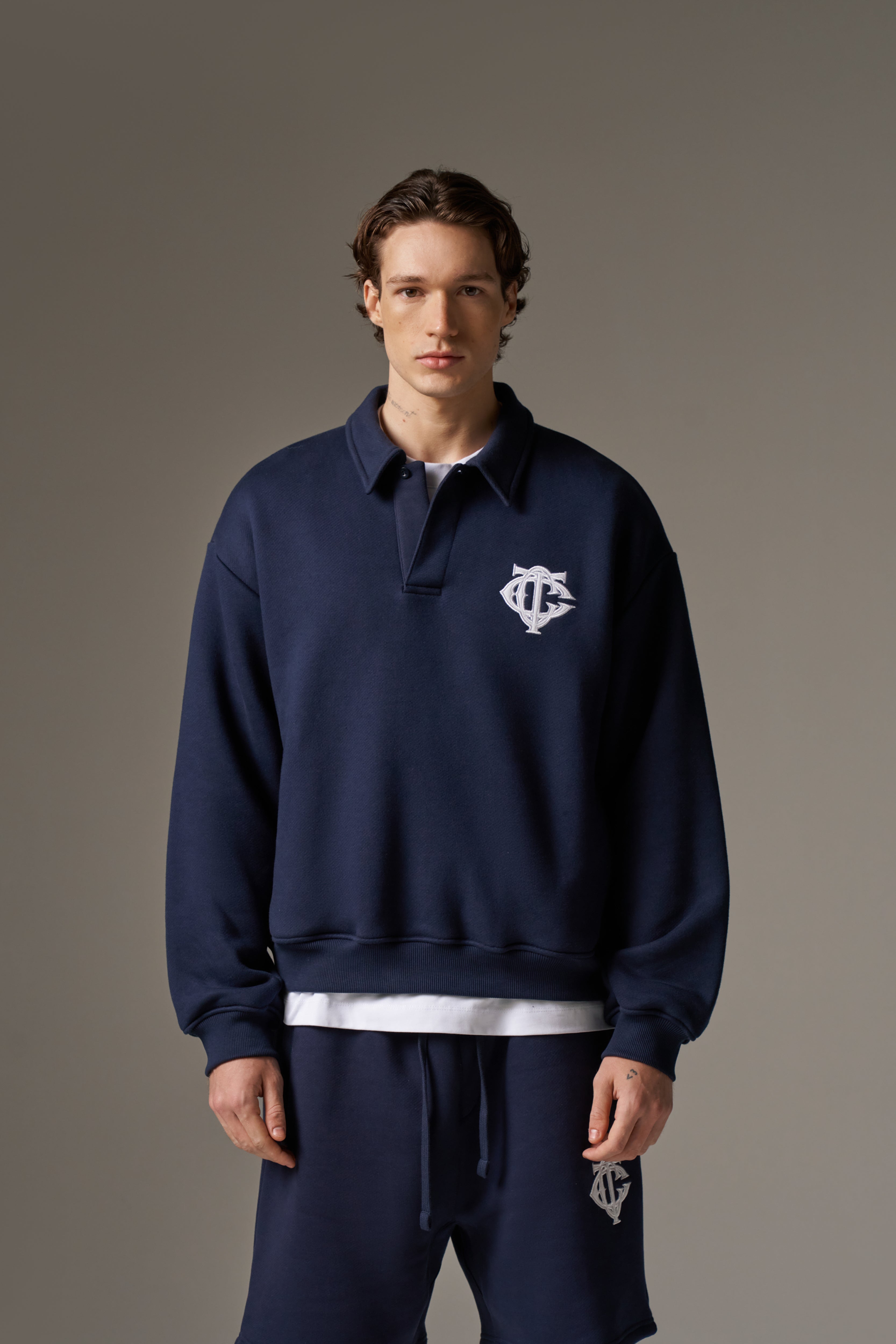 HEAVYWEIGHT MONOGRAM POLO - NAVY