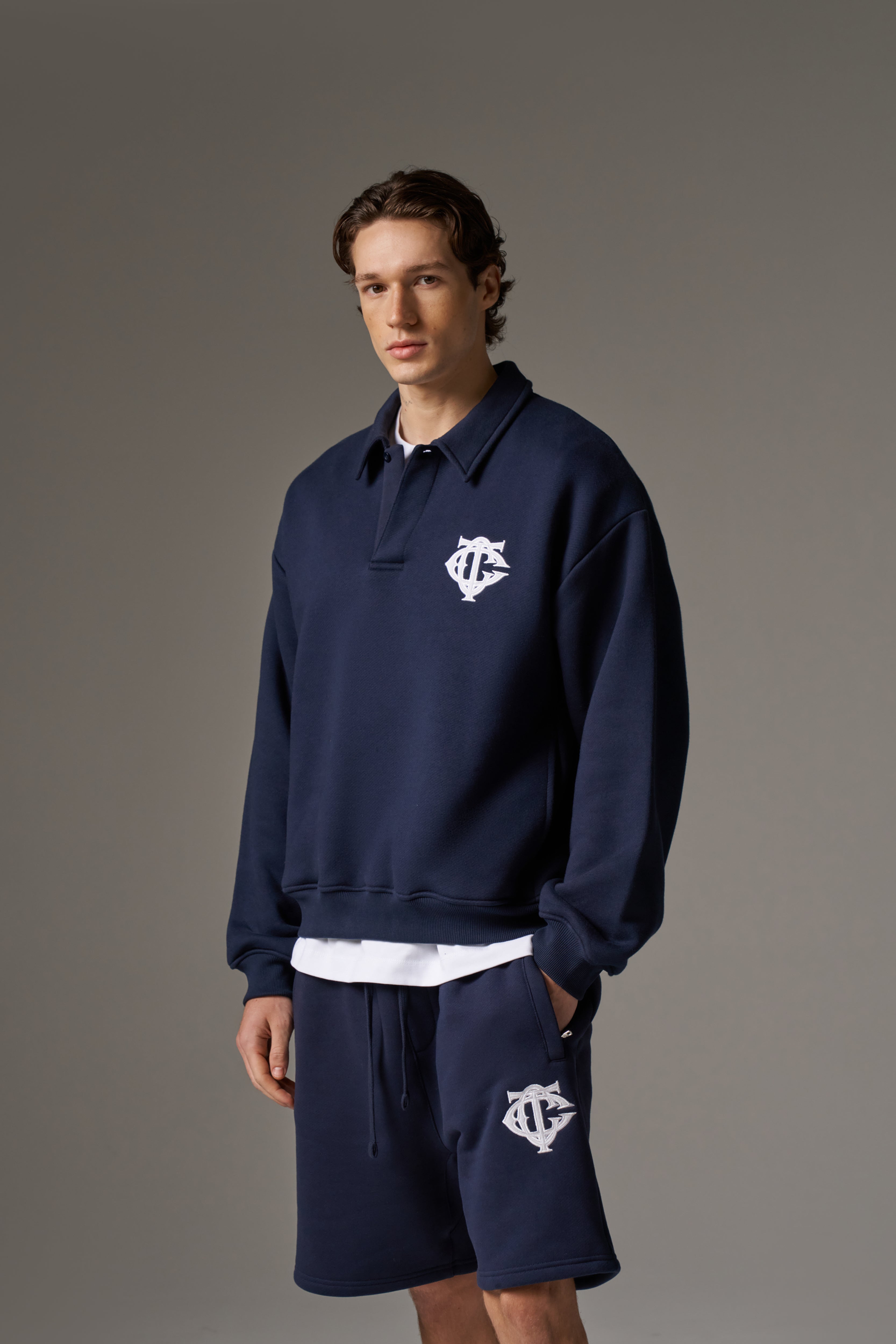 HEAVYWEIGHT MONOGRAM POLO - NAVY