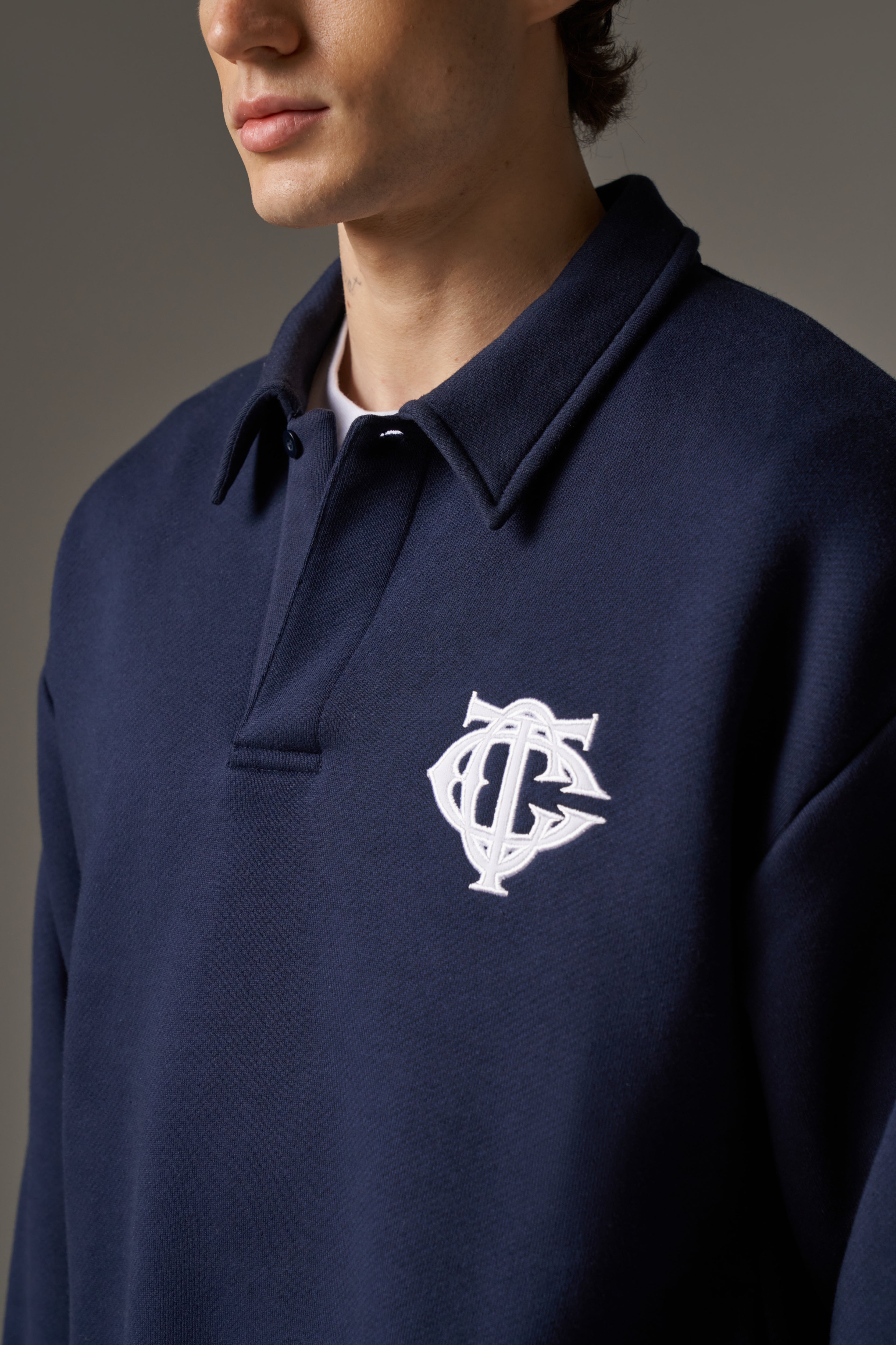HEAVYWEIGHT MONOGRAM POLO - NAVY